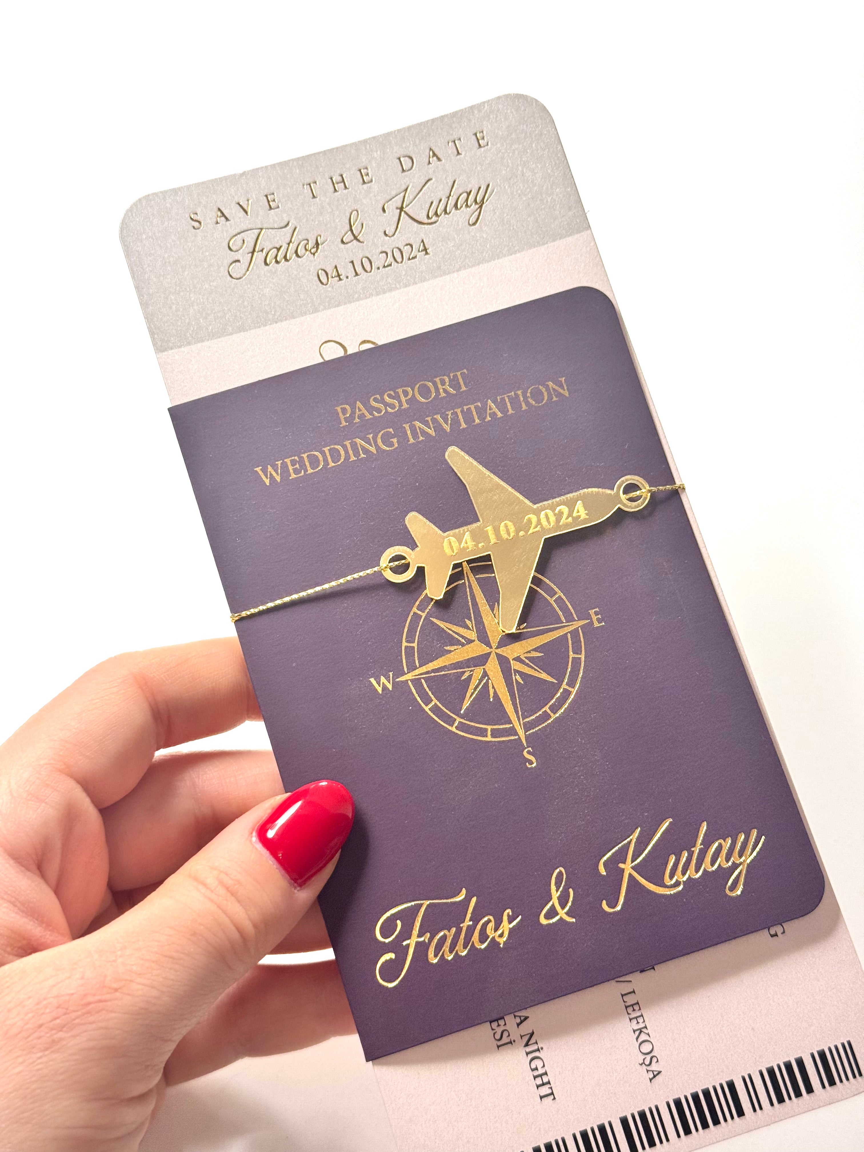 Passport Wedding Invitation, Travel Theme, Ticket Design