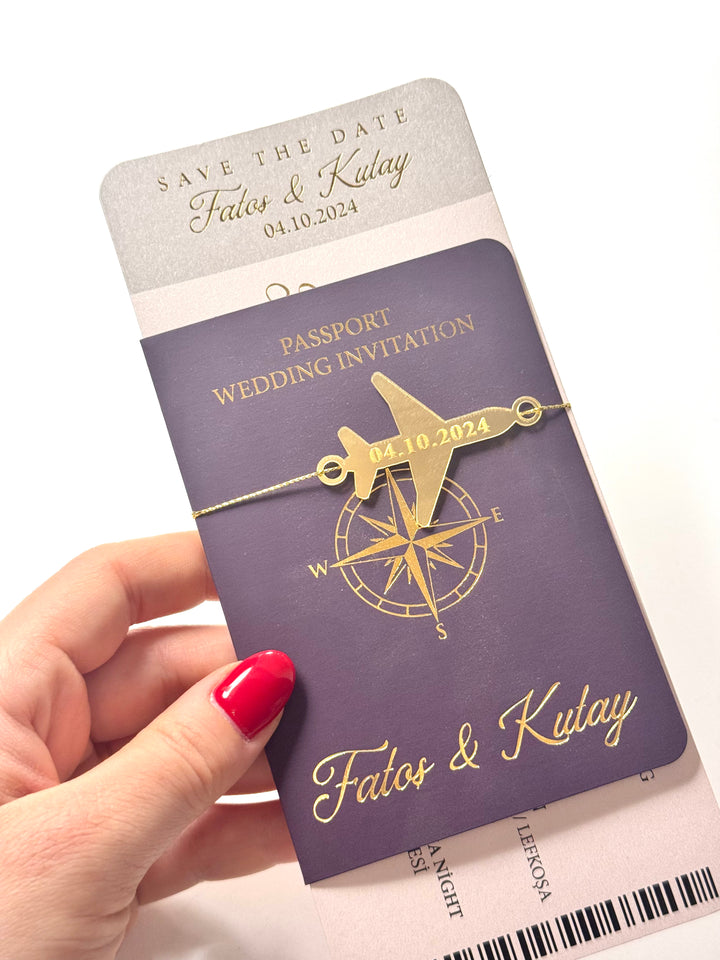 Passport Wedding Invitation, Travel Theme, Ticket Design