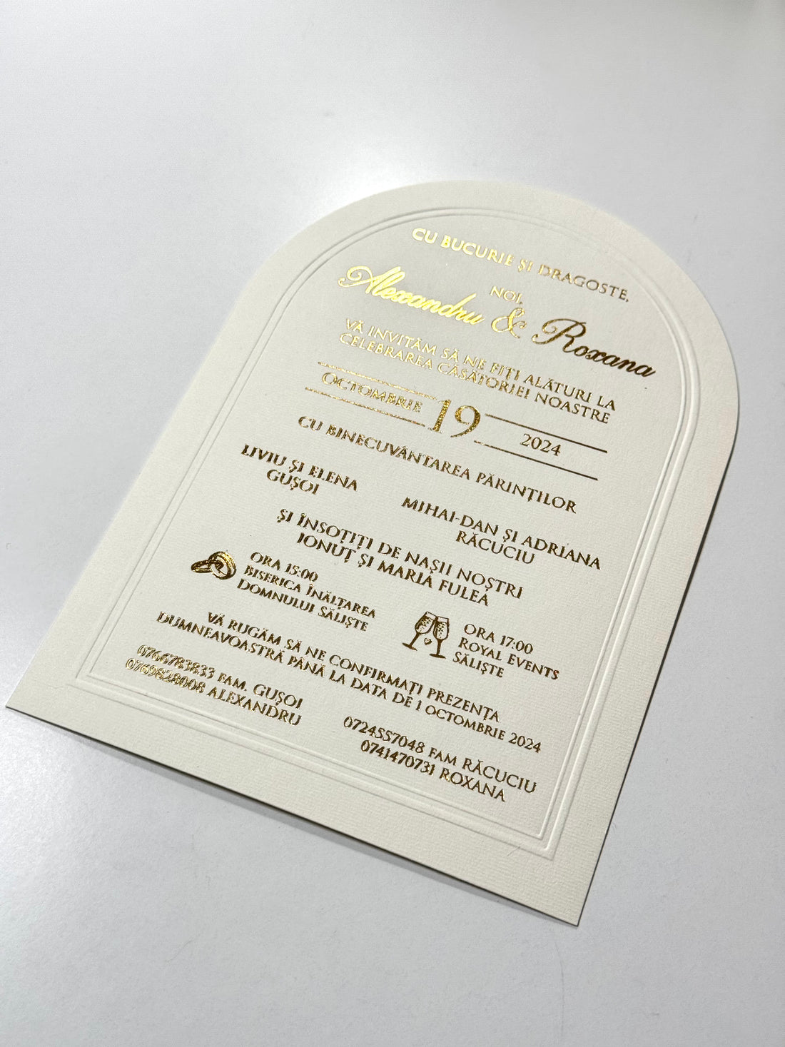 Sealed Floral Wedding Invitation: Elegant White & Gold Card