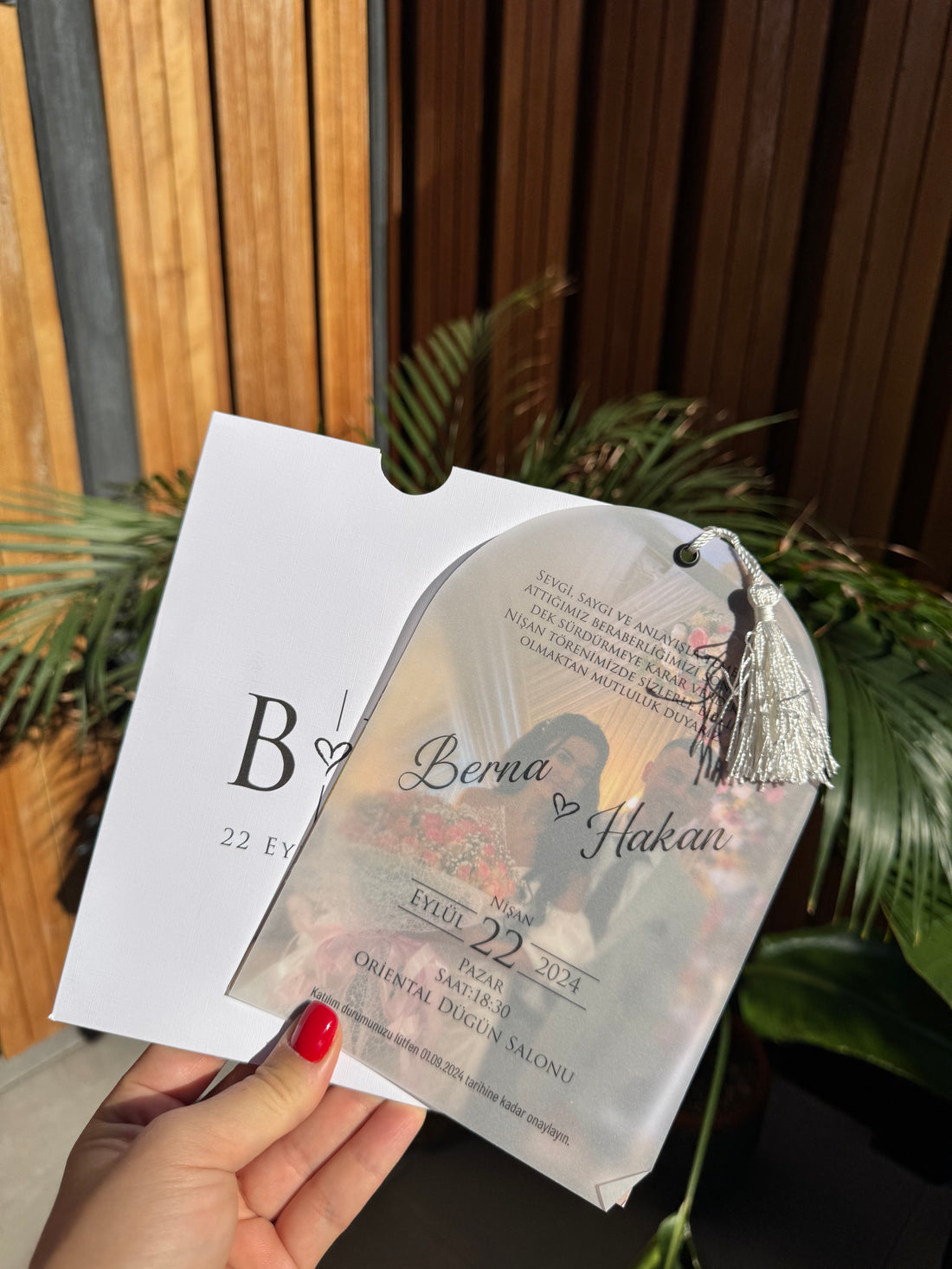 Photo Transparent White Wedding Invitation Elegant Modern Design