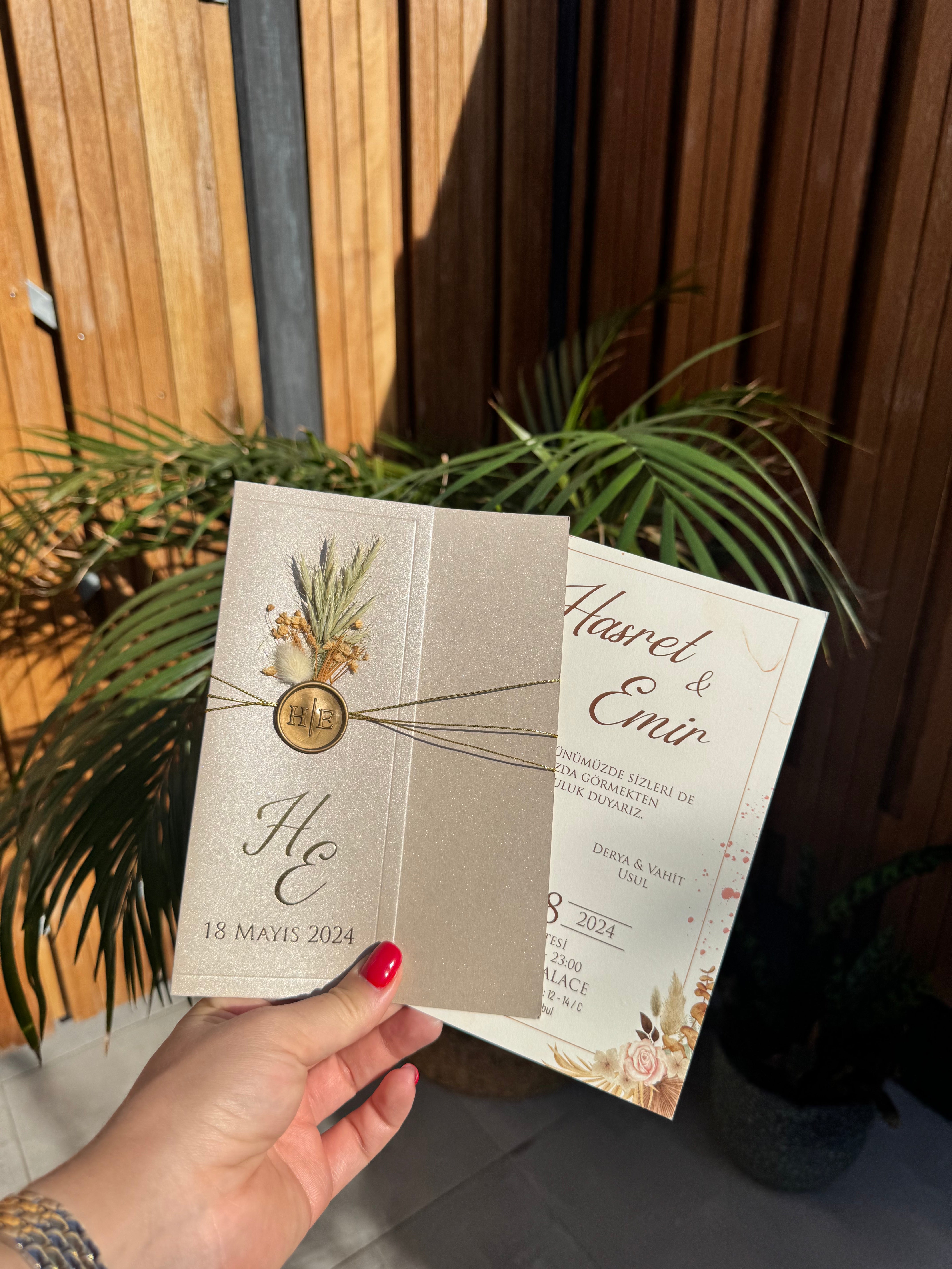 Gold Wedding Invitation Floral Gold Wax Seal Elegant Modern Invite