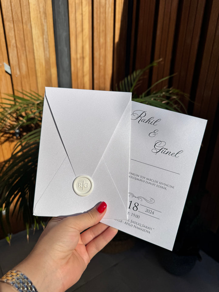 White Wax Seal Wedding Invitation Modern Elegant Chic Invite