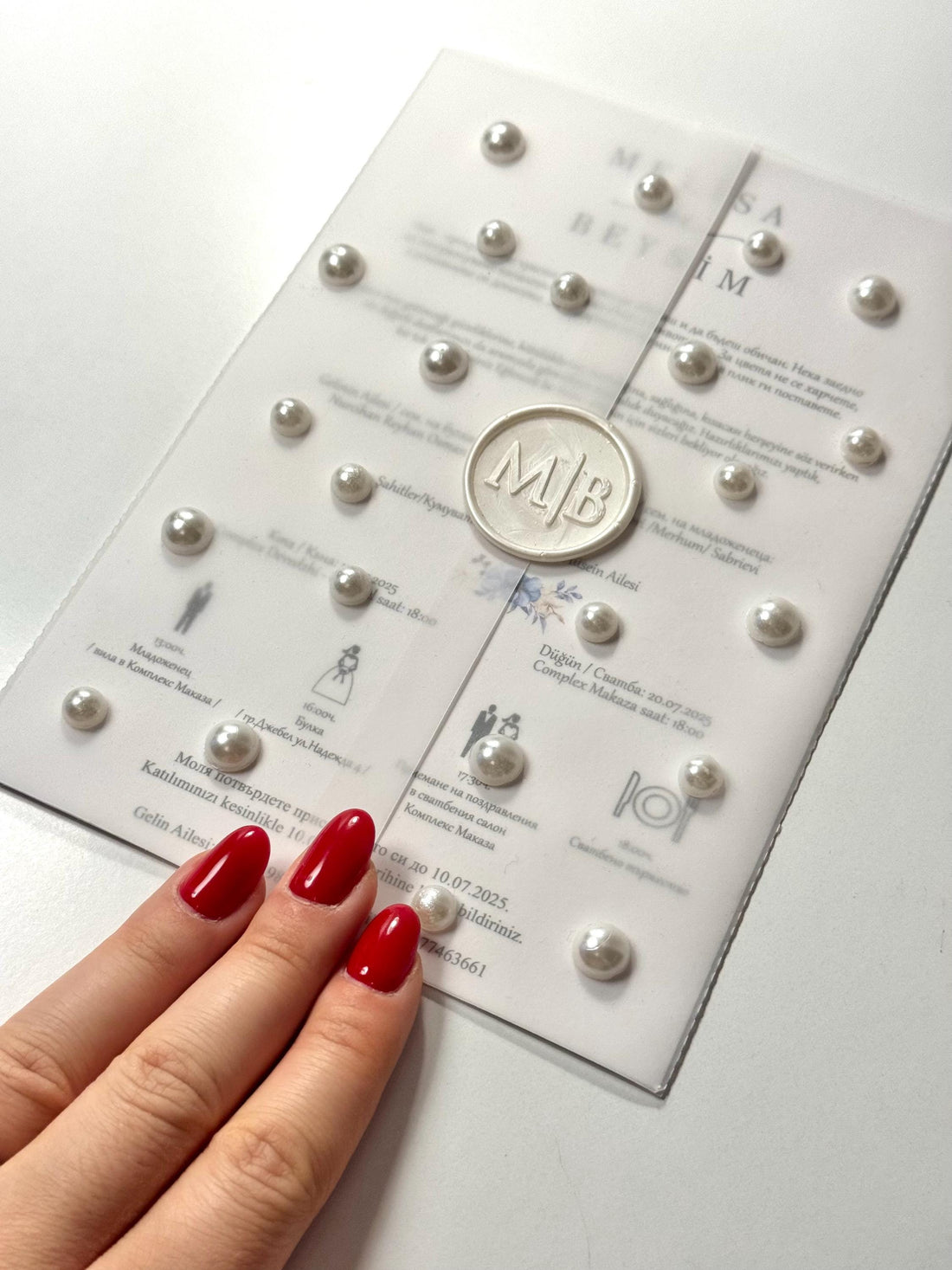 Pearl Wedding Invitation with Wax Seal | Elegant Wedding Invitation | Classic Wedding Card | Custom Wedding Invitation