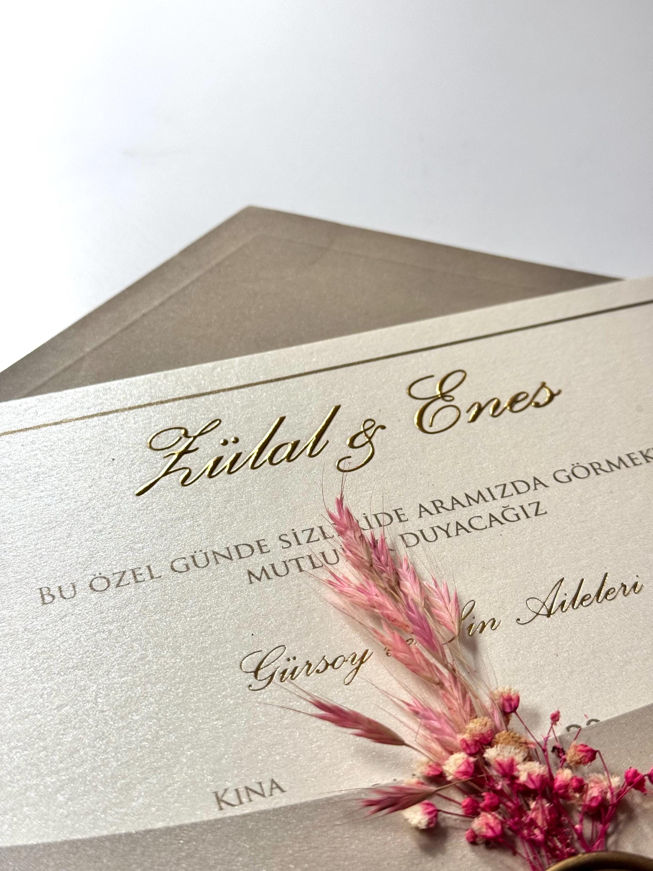Gold Floral Wedding Invitation with Stamp | Elegant Wedding Card | Luxury Custom Invitation | Classic Gold Wedding Invitation