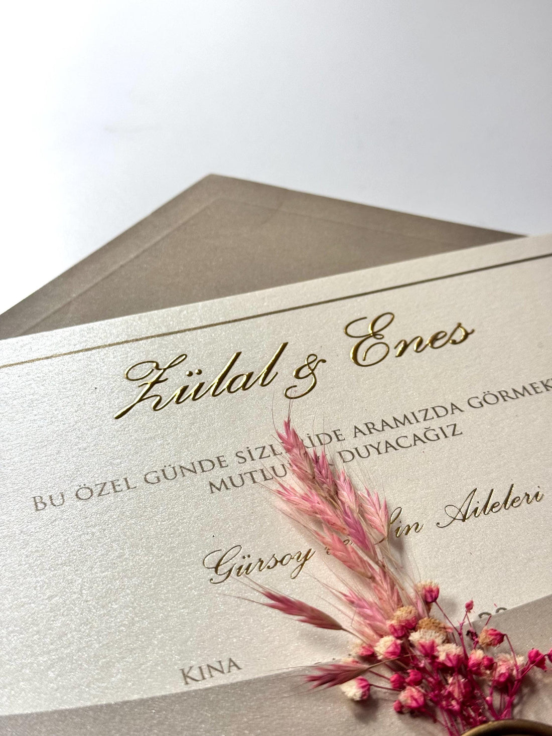 Gold Floral Wedding Invitation with Stamp | Elegant Wedding Card | Luxury Custom Invitation | Classic Gold Wedding Invitation