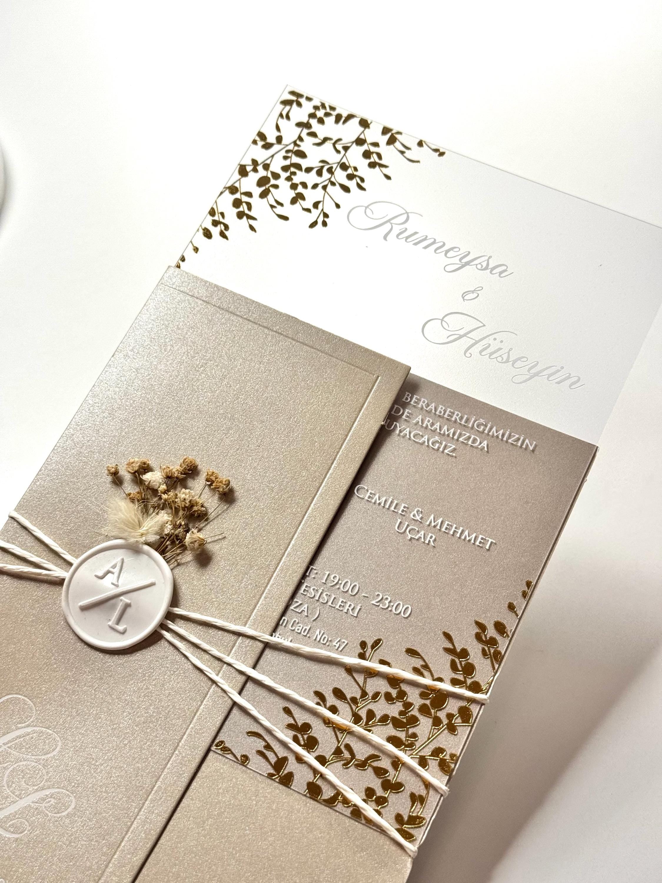 Transparent Wedding Invitation with Stamp | Elegant Clear Invite | Custom Acrylic Style Wedding Card | Sealed Floral İnvitation