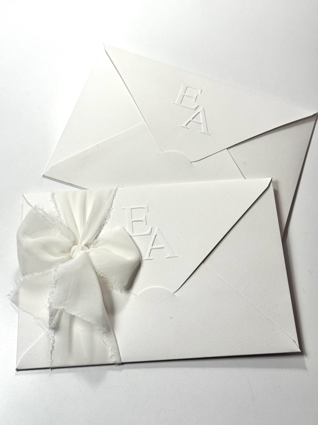All White Wedding Invitation with Ribbon | Elegant White Wedding Card | Minimal Custom Invitation Set