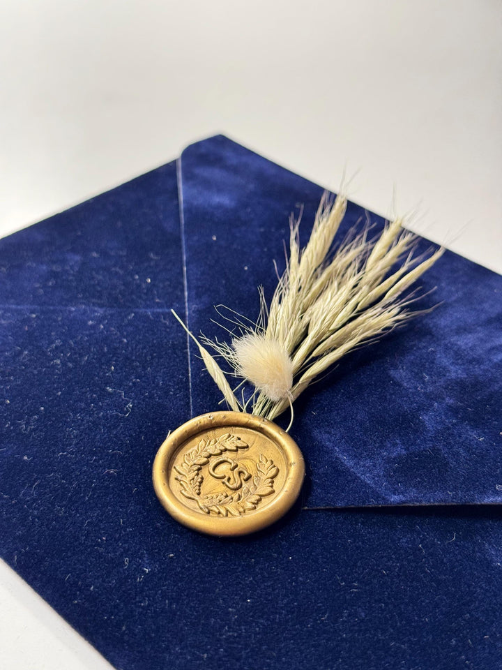 Floral Leather Wedding Invitation with Stamp | Elegant Faux Leather Invitation | Unique Custom Wedding Invitation