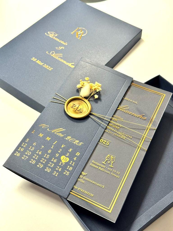 Flower Wedding Invitation with Date Details | Boxed Wedding Invitation | Custom Wedding Card | Elegant Floral Invitation