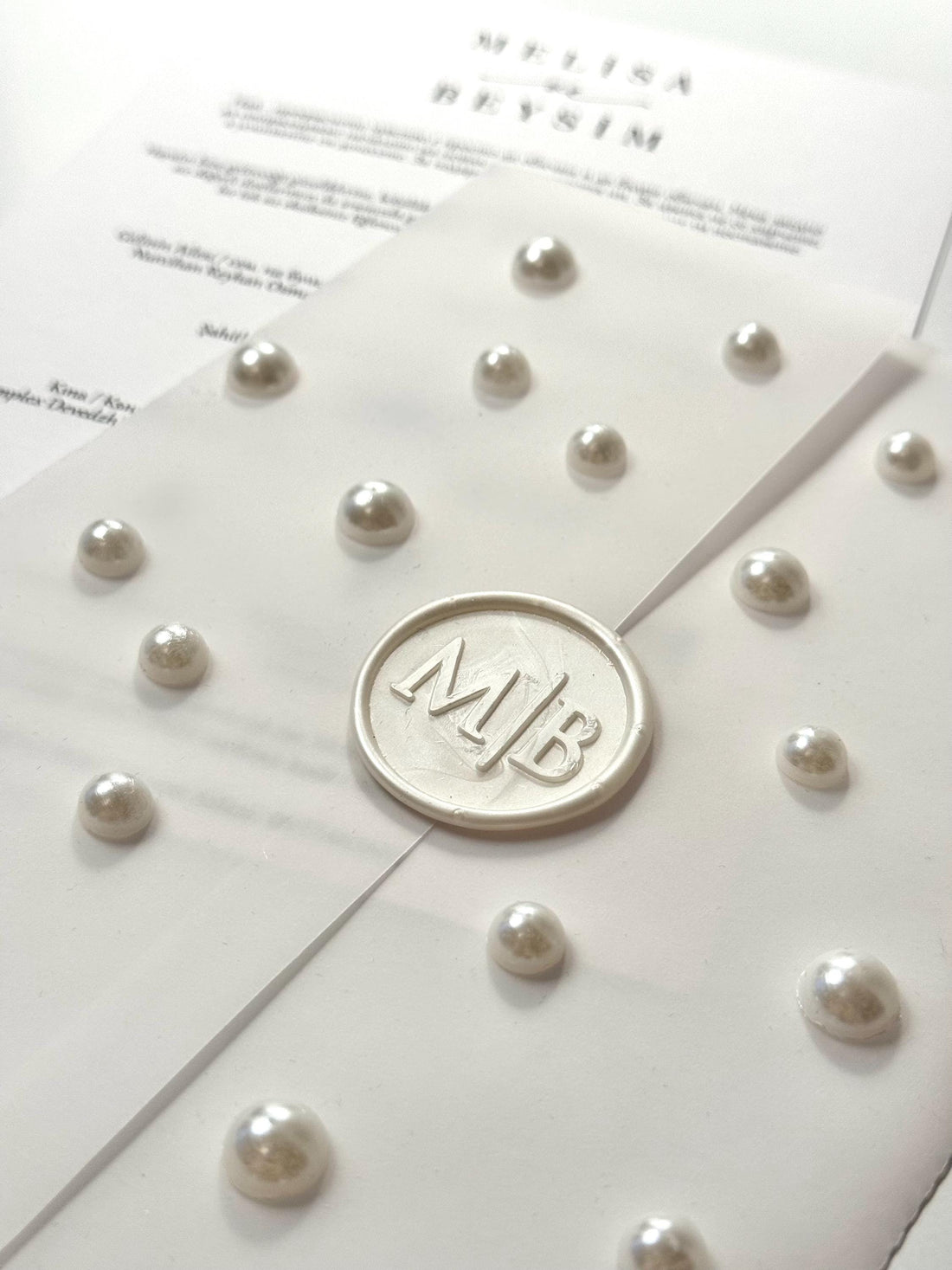 Pearl Wedding Invitation with Wax Seal | Elegant Wedding Invitation | Classic Wedding Card | Custom Wedding Invitation