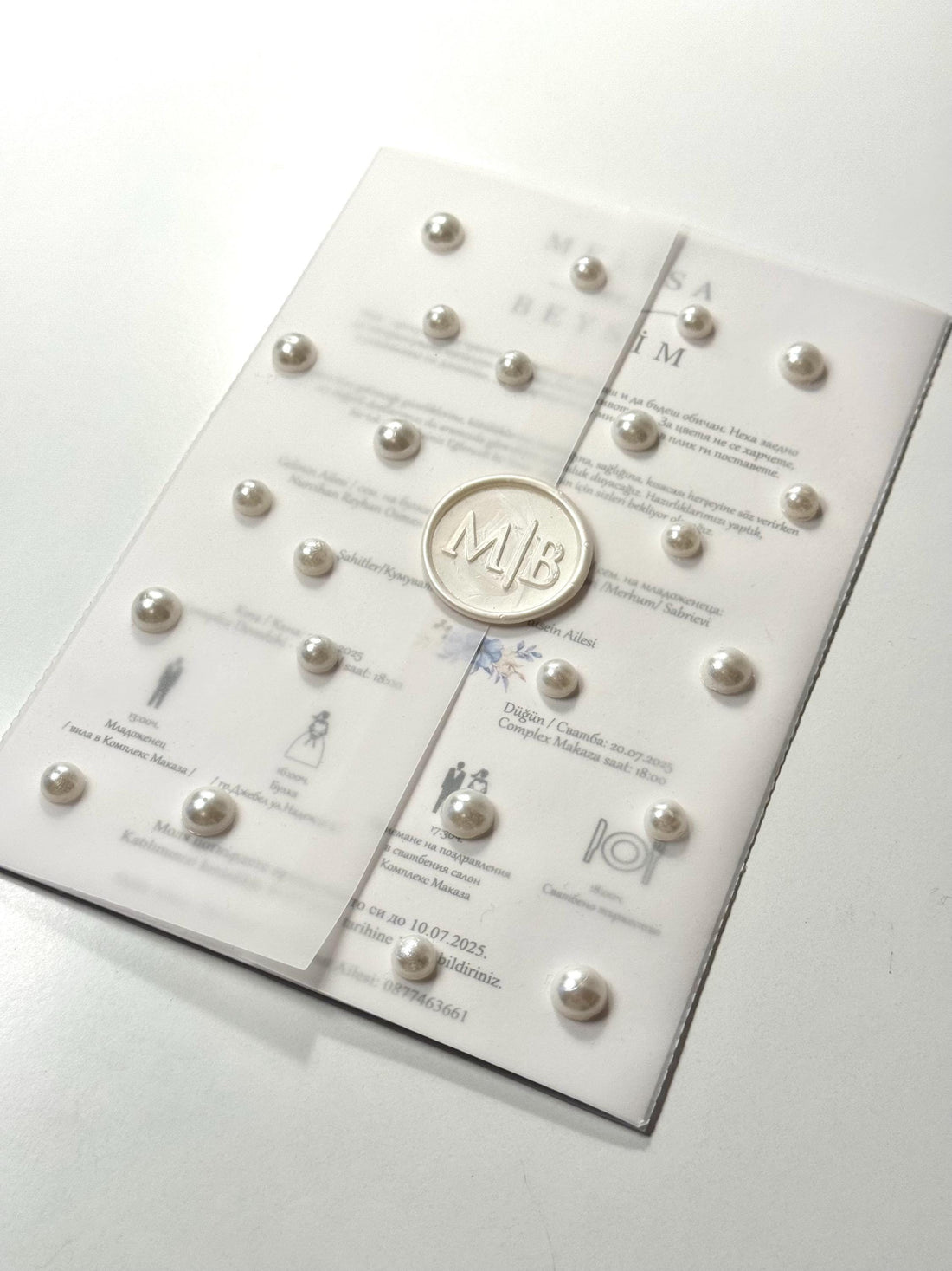 Pearl Wedding Invitation with Wax Seal | Elegant Wedding Invitation | Classic Wedding Card | Custom Wedding Invitation