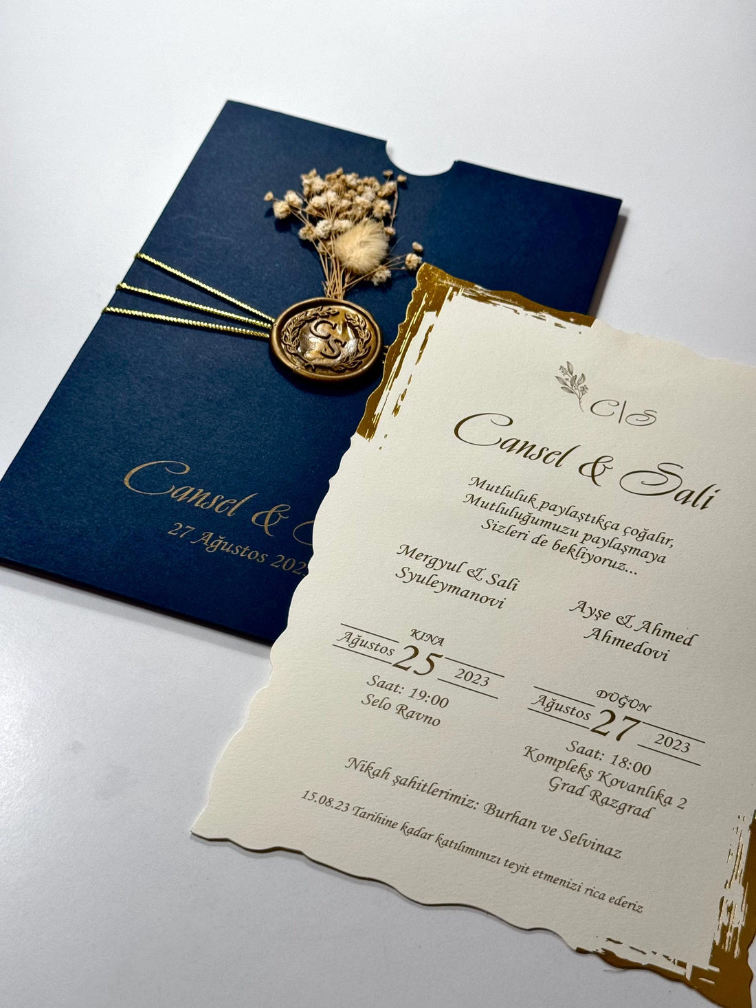 Floral Wedding Invitation | Elegant Wedding Invitation | Custom Wedding Card | Romantic Invitation | Sealed Floral İnvitation