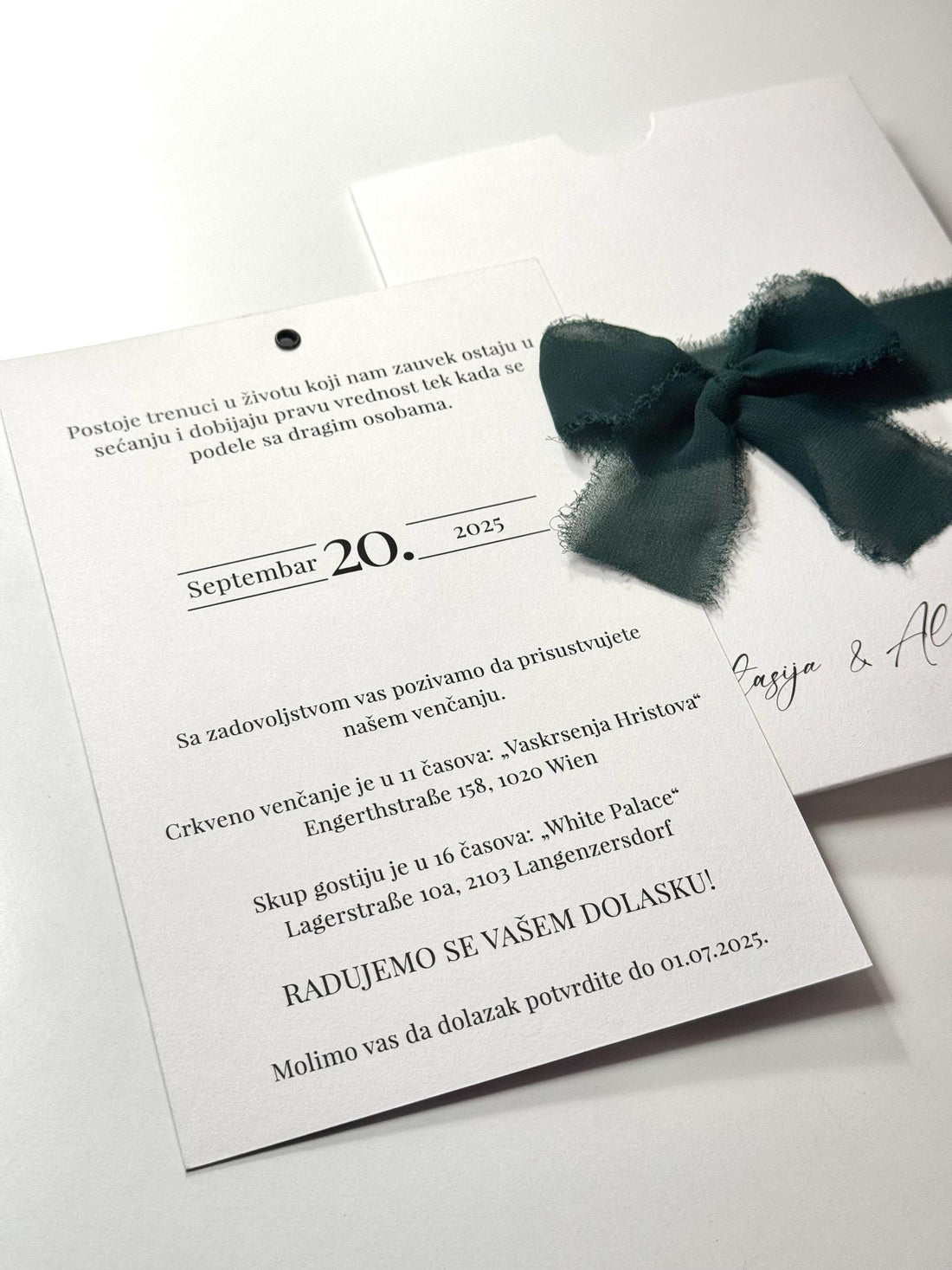 Photo Transparent Wedding Invitation with Ribbon | Custom Clear Wedding Card | Elegant Wedding Invitation with Picture