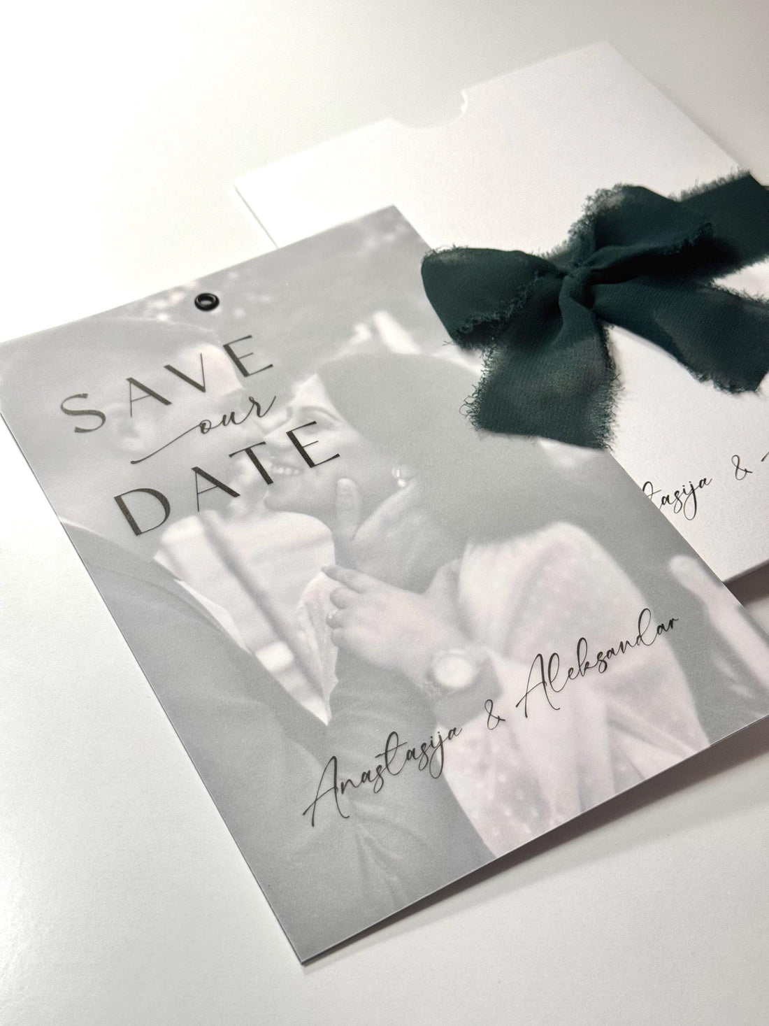 Photo Transparent Wedding Invitation with Ribbon | Custom Clear Wedding Card | Elegant Wedding Invitation with Picture