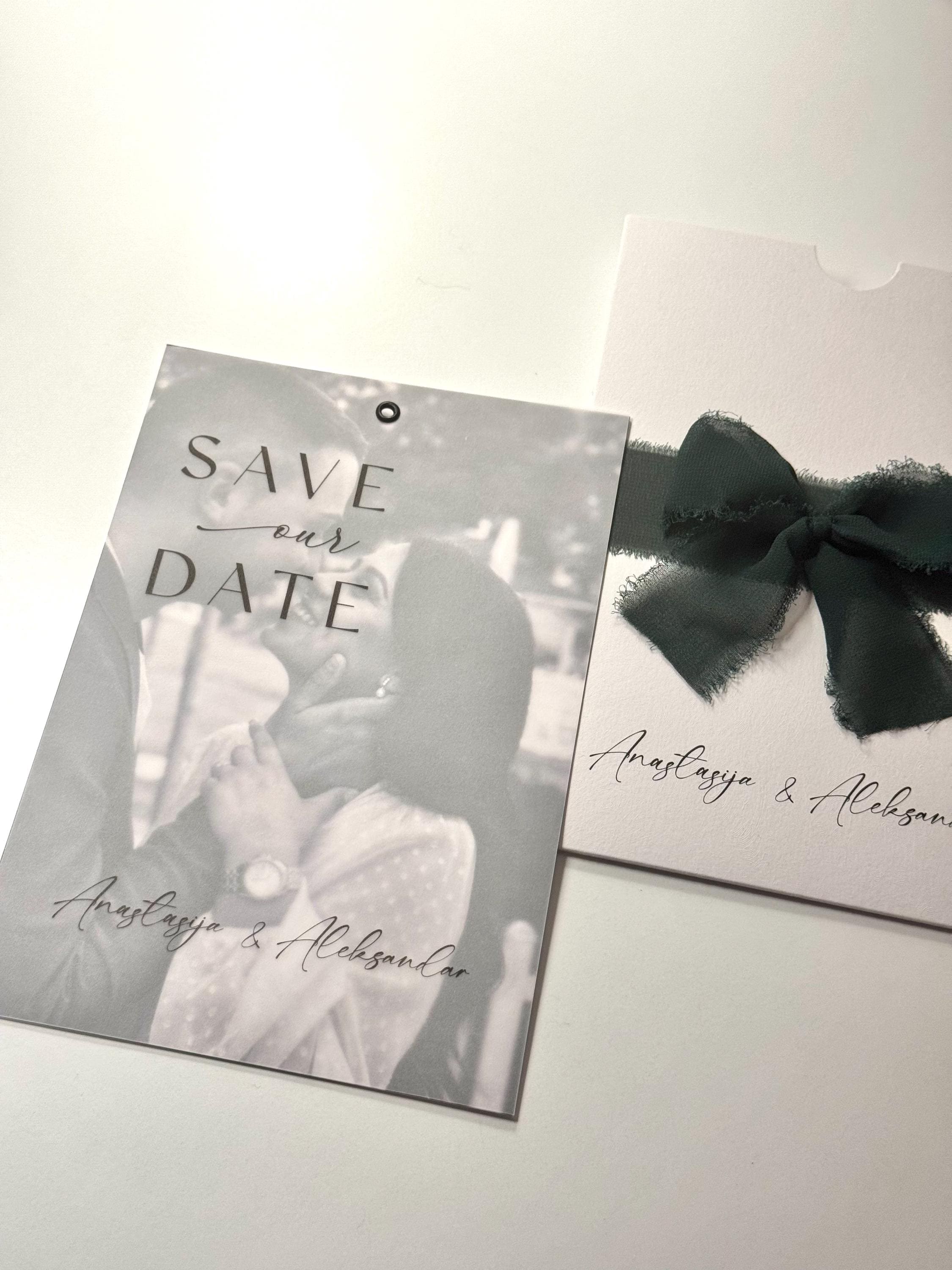 Photo Transparent Wedding Invitation with Ribbon | Custom Clear Wedding Card | Elegant Wedding Invitation with Picture