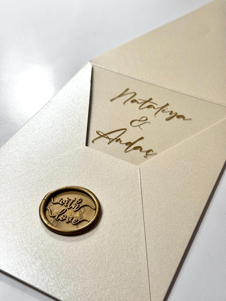 Transparent Wedding Invitation with Stamp | Clear Acrylic Style Invitation | Elegant Minimal Wedding Card | Custom Invitation