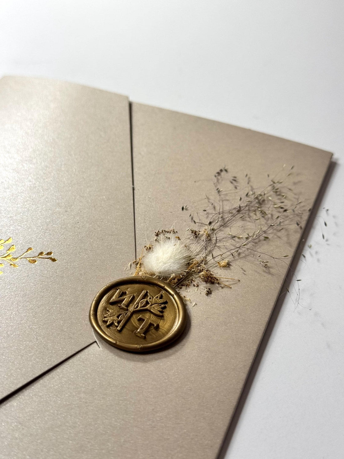 Glossy Floral Wedding Invitation with Stamp | Elegant Shiny Wedding Card | Custom Romantic Invitation