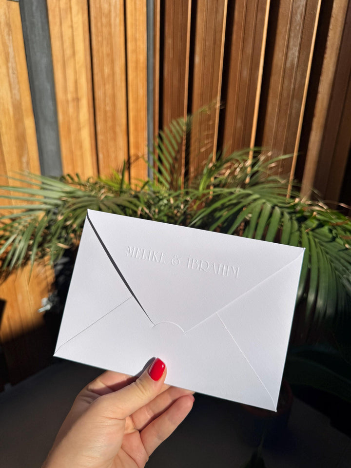 White Embossed Elegant Wedding Invitation
