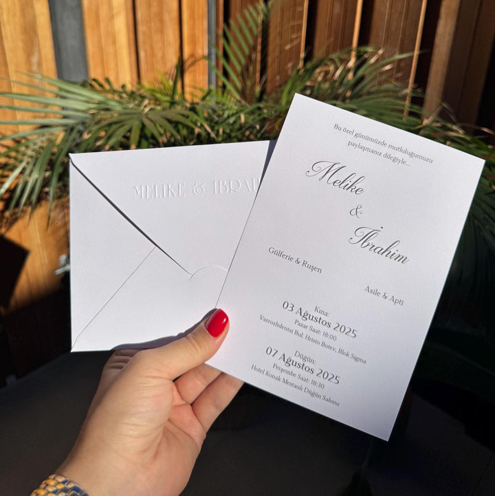 White Embossed Elegant Wedding Invitation