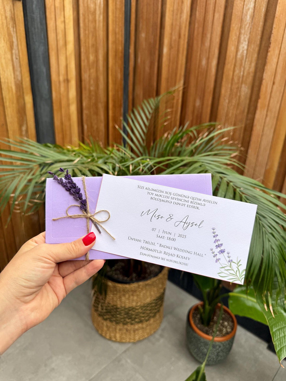 Purple Wedding Invitation With String Ribbon Rustic Elegant Design