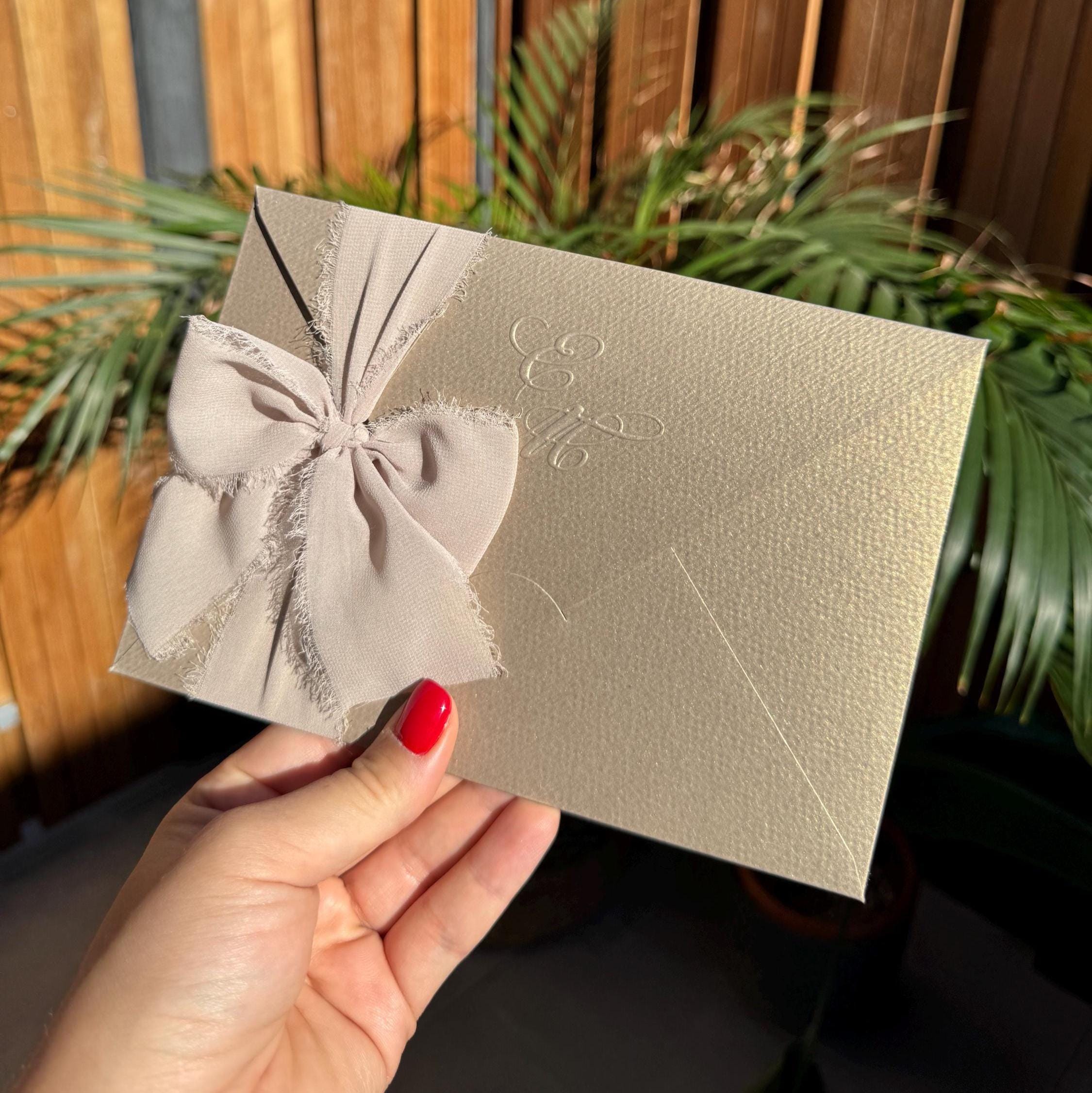 Ribboned Gold Envelope Elegant Modern Wedding Invitation