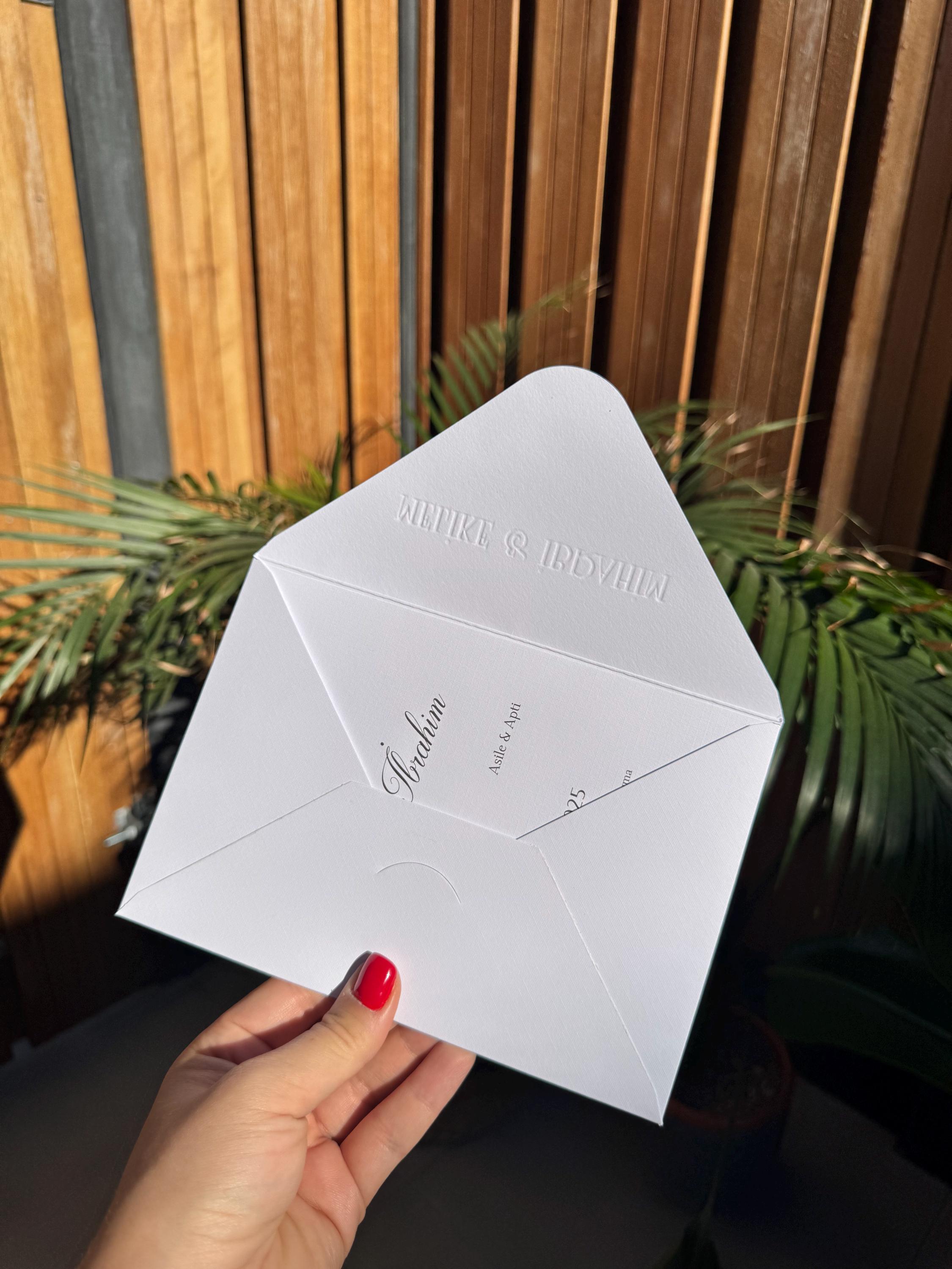 White Embossed Elegant Wedding Invitation