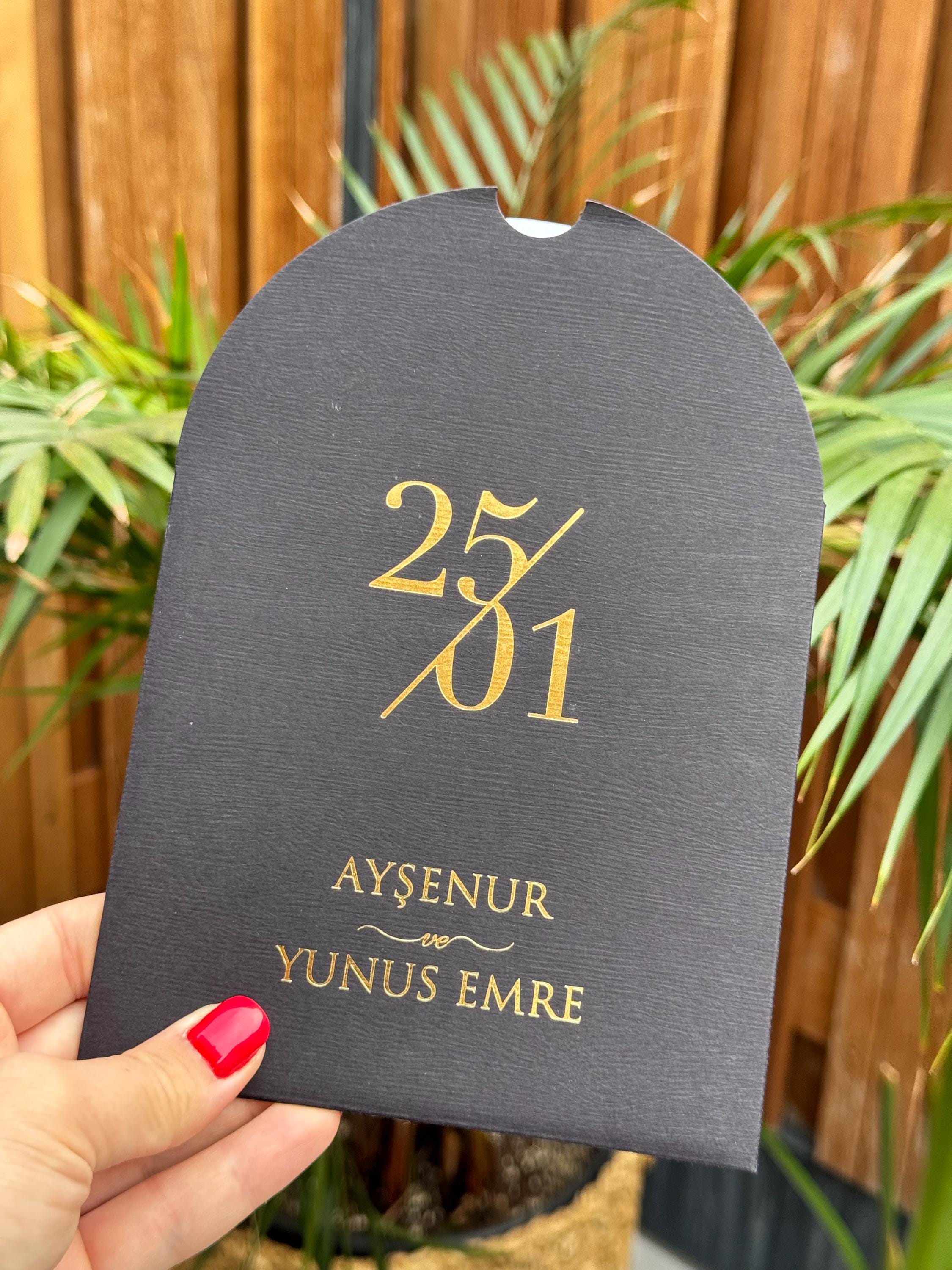 Black Wedding Invitation With Gold Text Elegant Modern Design