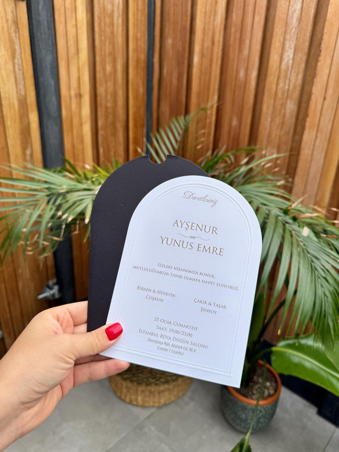 Black Wedding Invitation With Gold Text Elegant Modern Design
