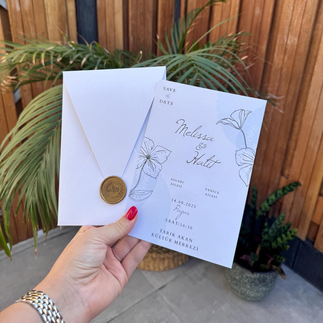 White Wedding Invitation With Wax Seal Classic Modern Design