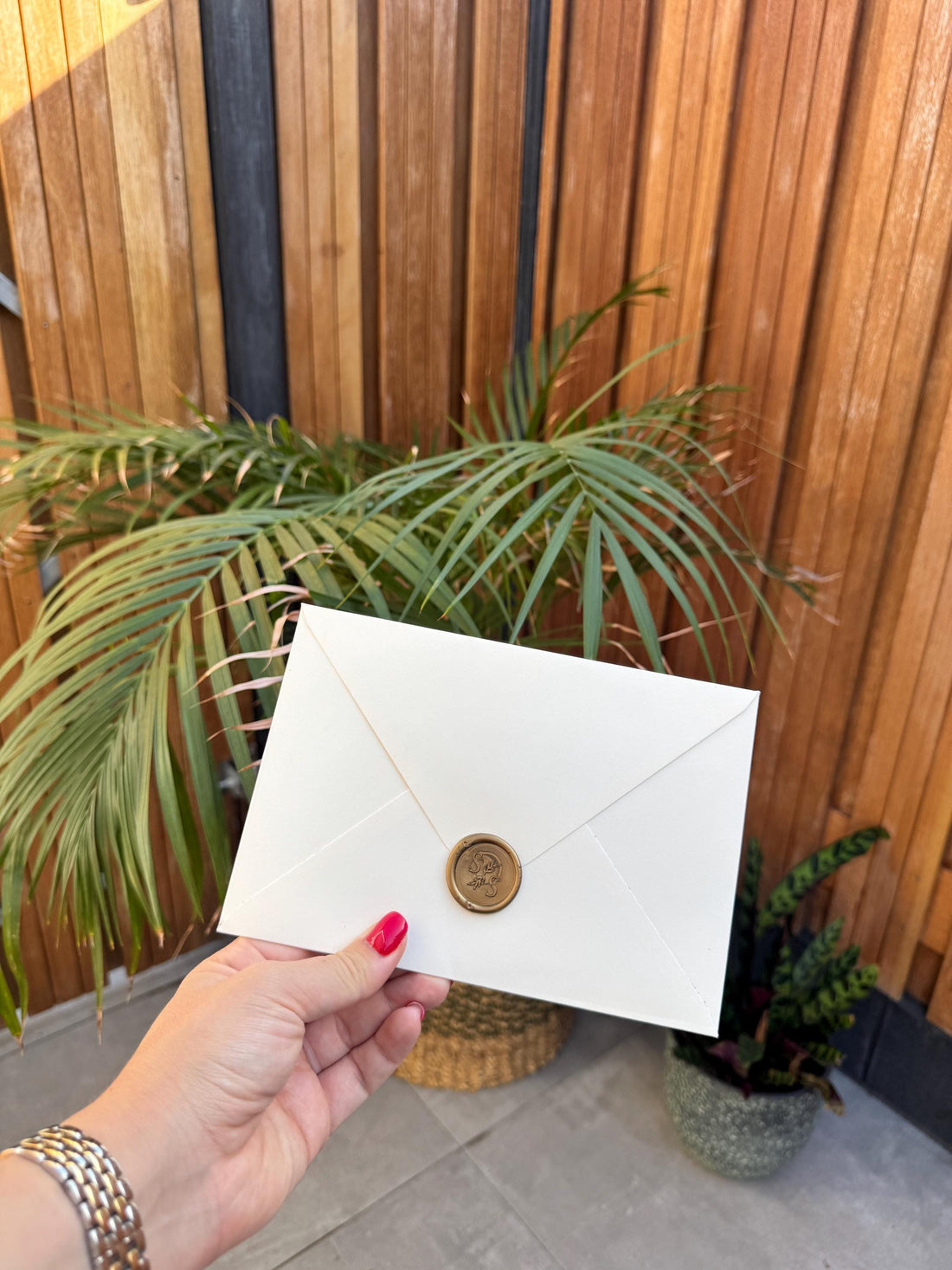 Green Wedding Invitation With Wax Seal Modern Design