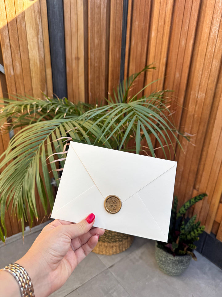Green Wedding Invitation With Wax Seal Modern Design