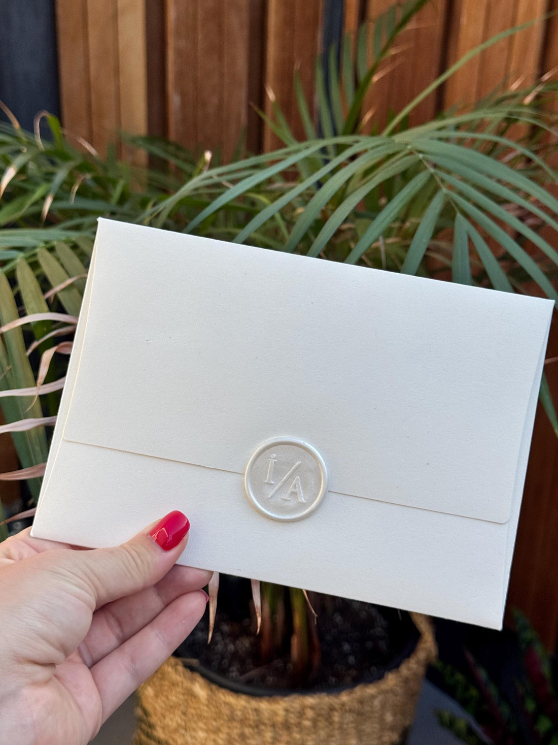 Cream Wedding Invitation With Wax Seal Modern Design