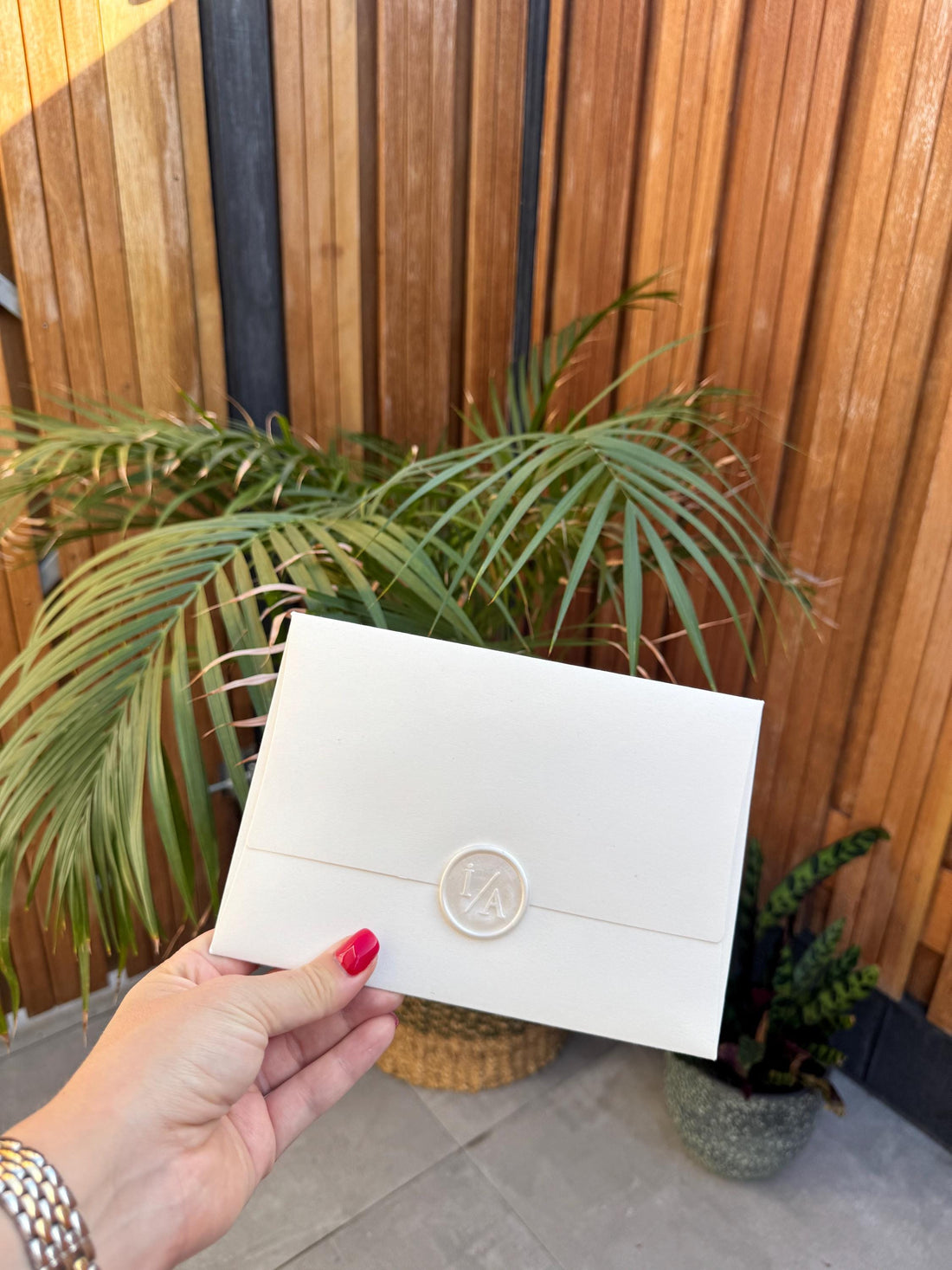 Cream Wedding Invitation With Wax Seal Modern Design
