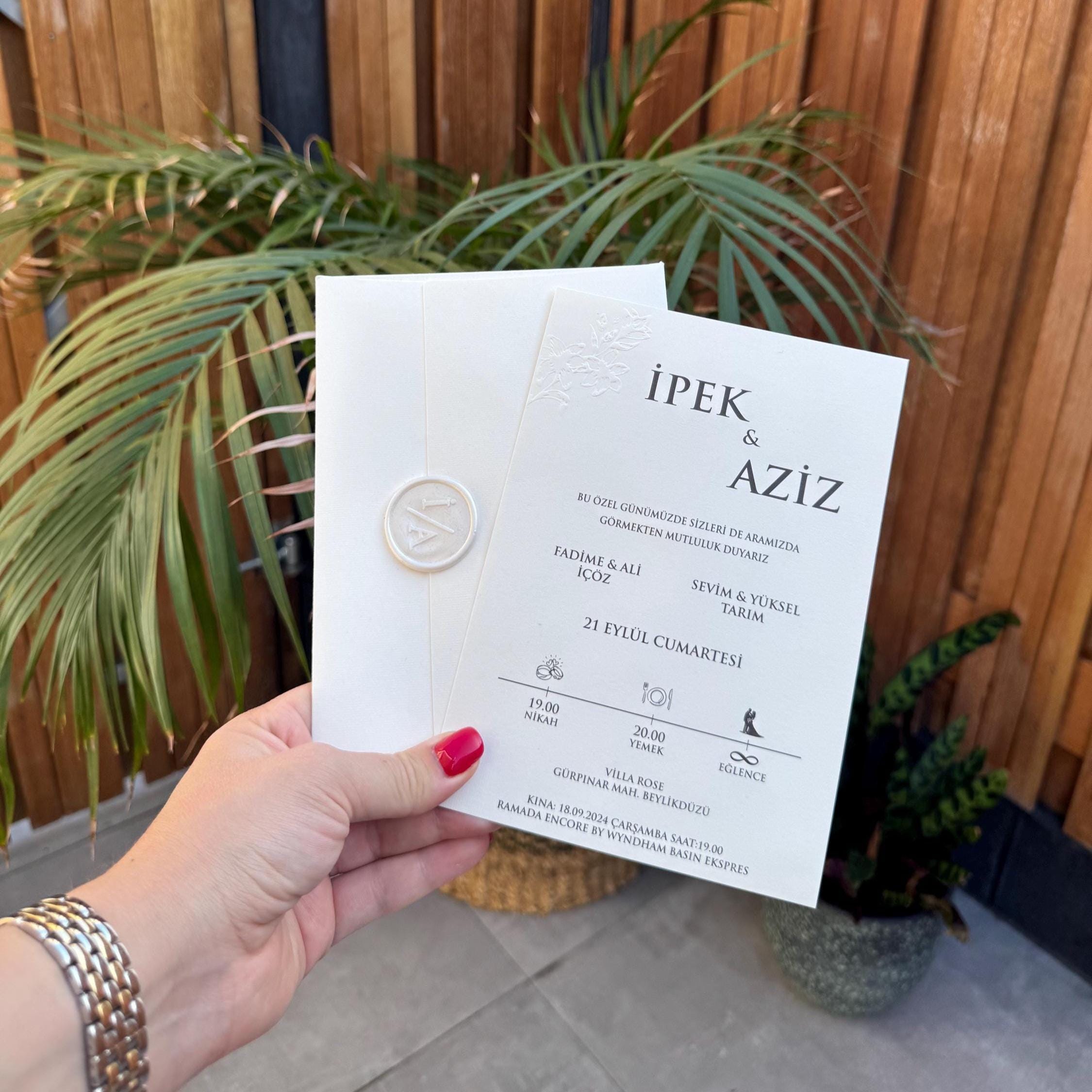 Cream Wedding Invitation With Wax Seal Modern Design