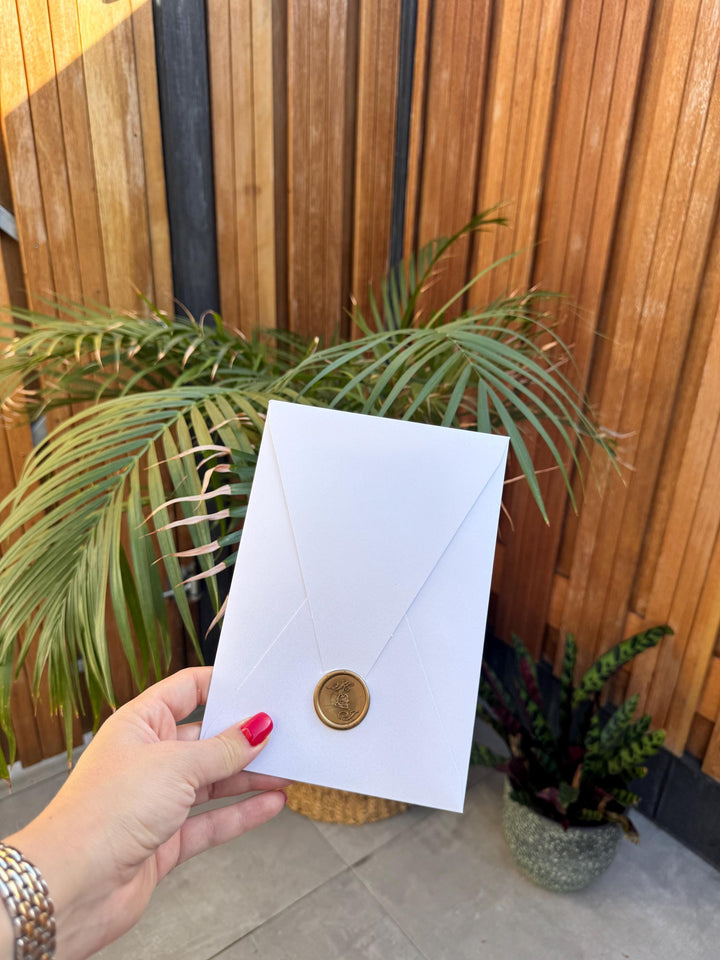 Transparent Wedding Invitation Gold Wax Seal White Envelope Elegant Invite