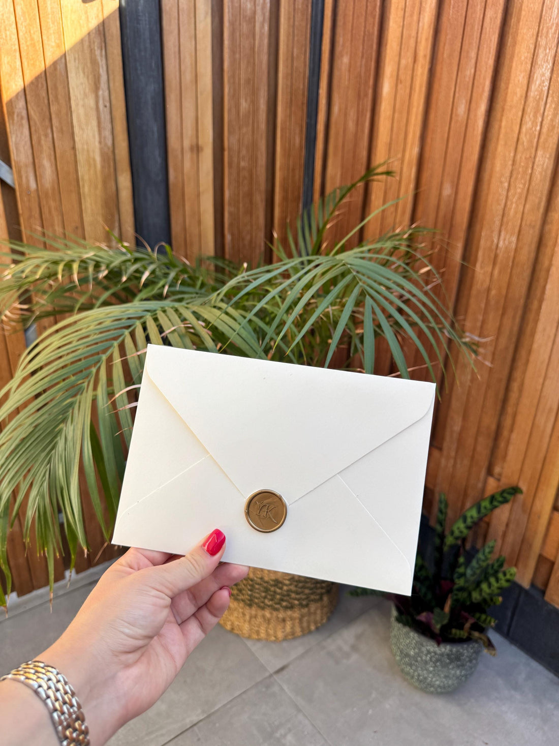 Cream Wedding Invitation Transparent Insert Wax Seal Floral Invite