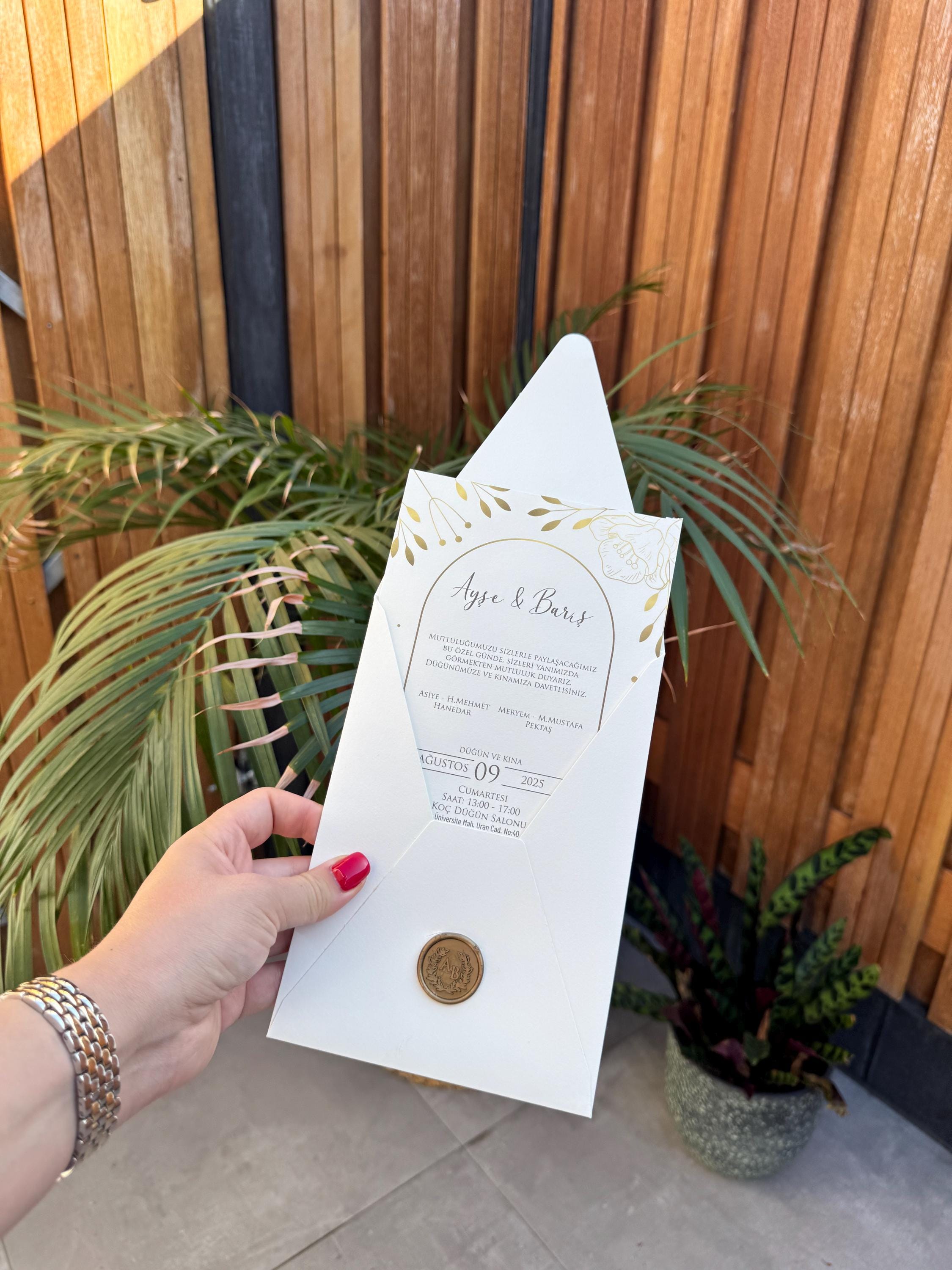 Cream Wax Seal Wedding Invitation Minimal Modern Elegant Invite