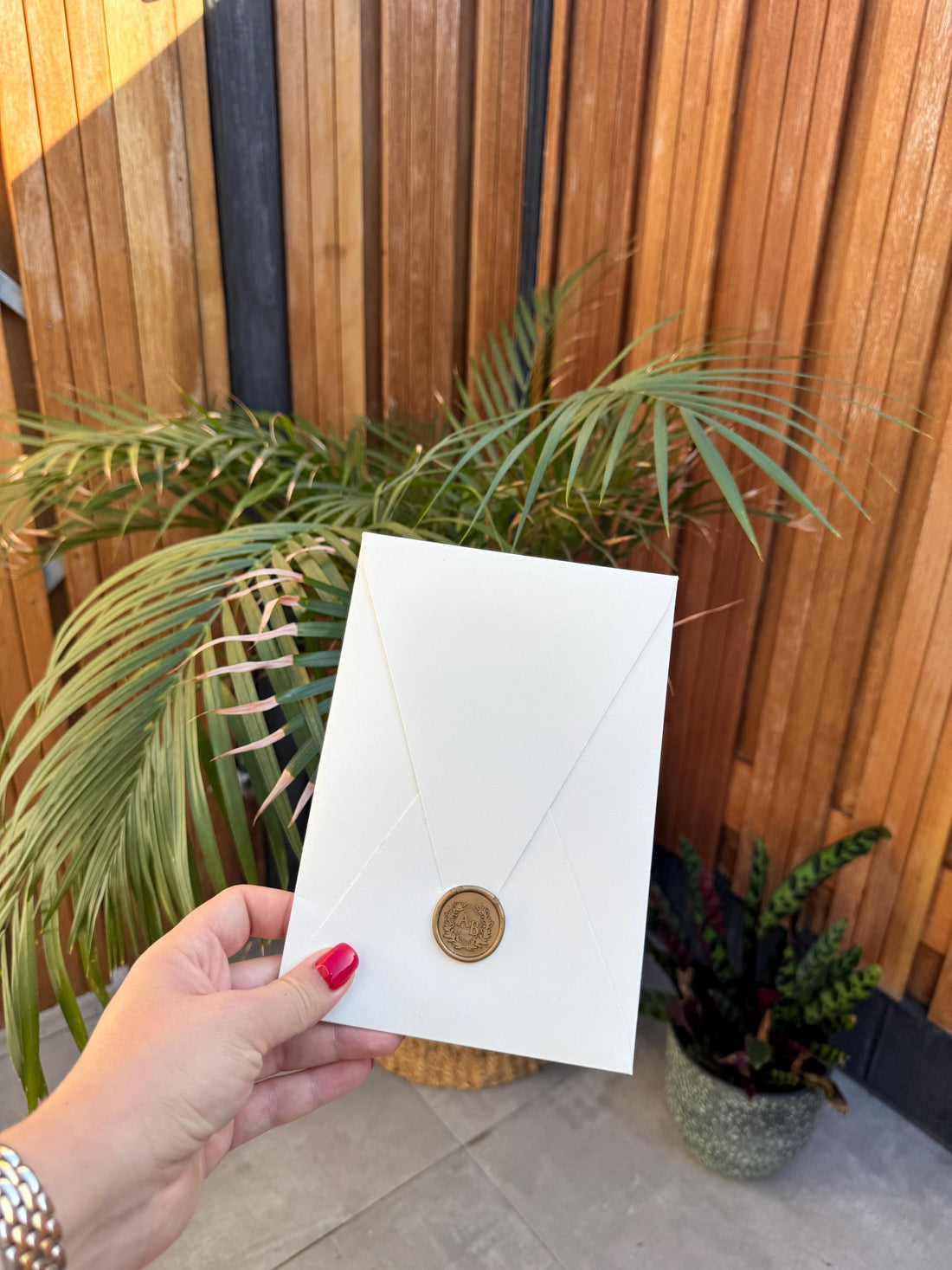 Cream Wax Seal Wedding Invitation Minimal Modern Elegant Invite