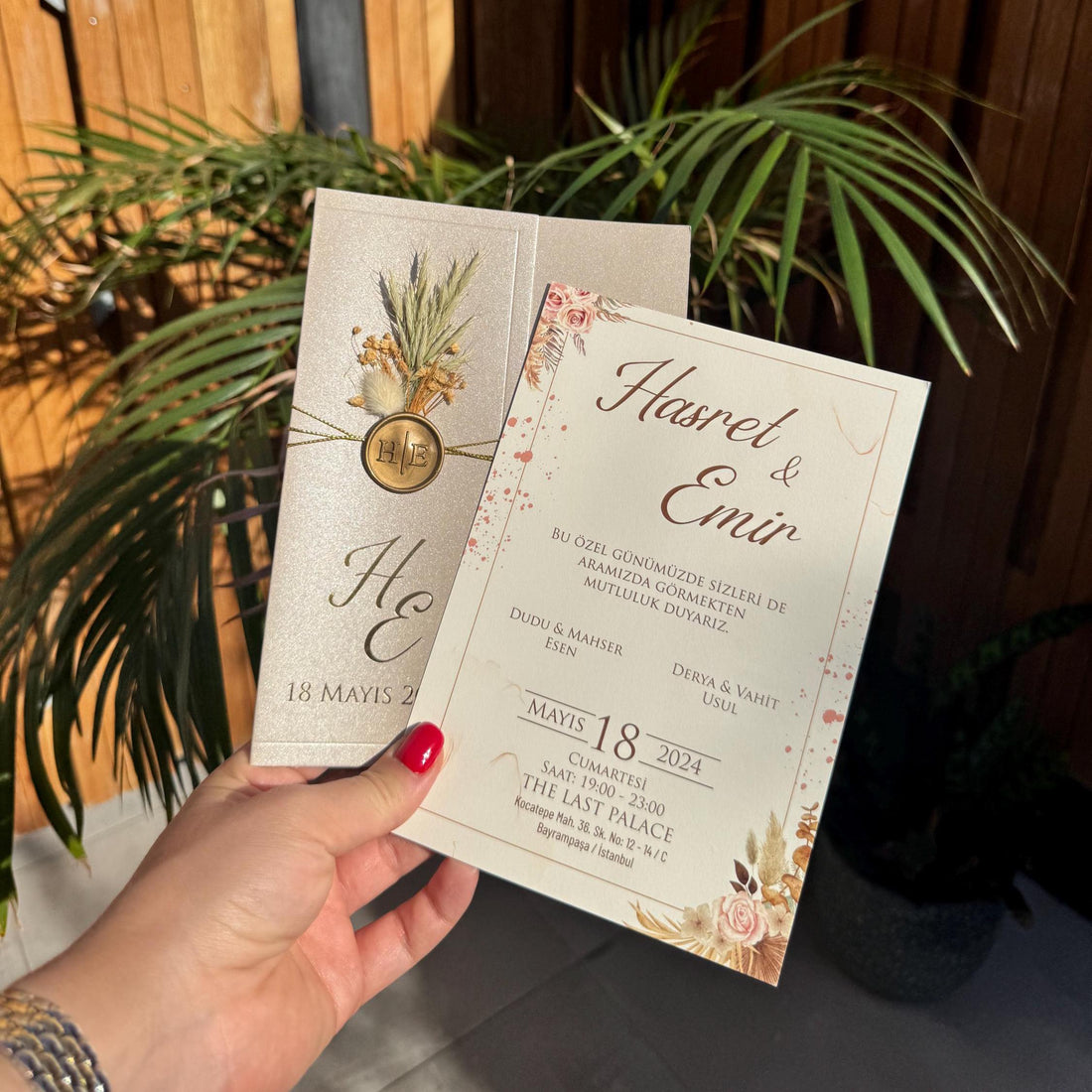 Gold Wedding Invitation Floral Gold Wax Seal Elegant Modern Invite