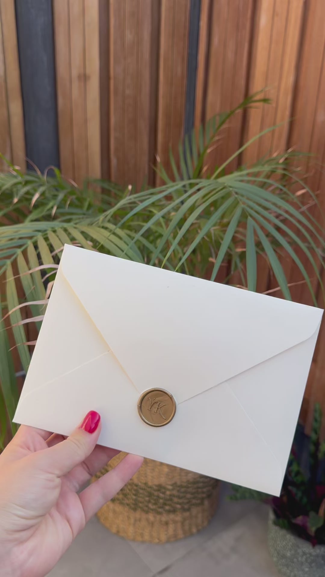 Cream Wedding Invitation Transparent Insert Wax Seal Floral Invite