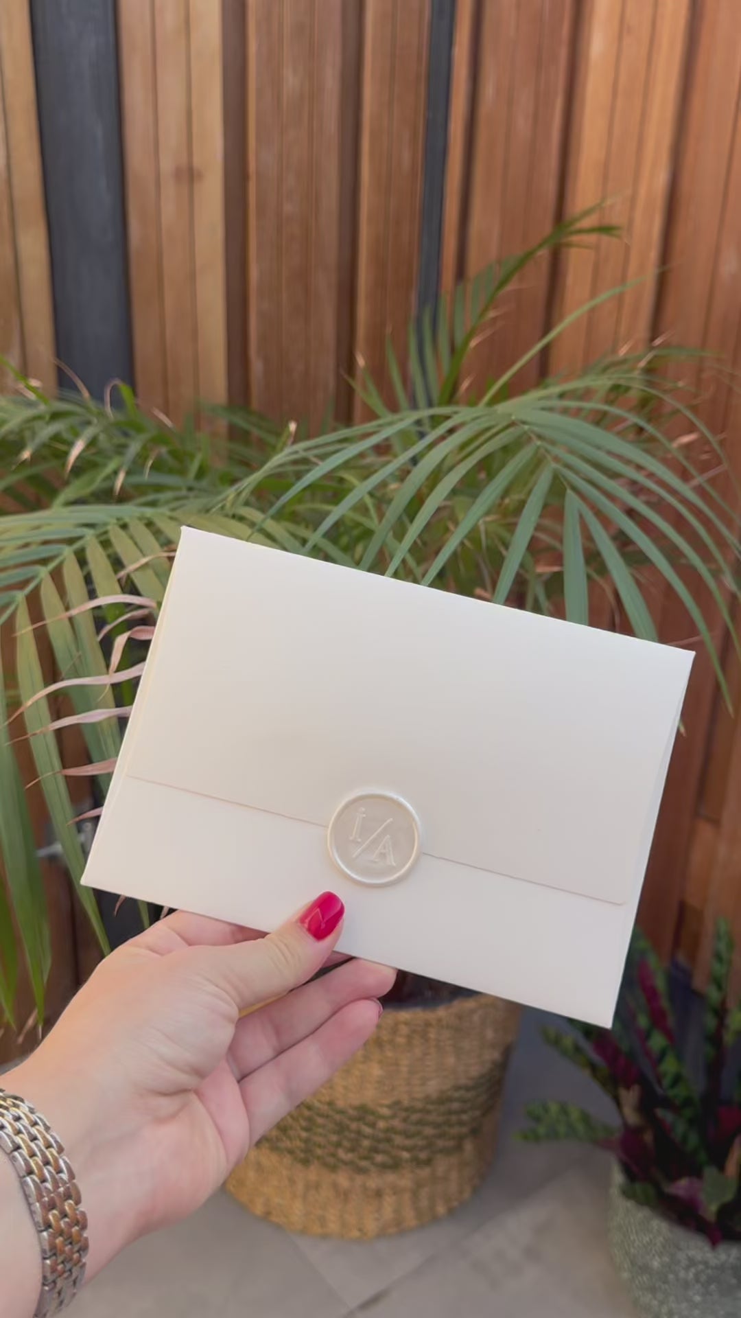 Cream Wedding Invitation With Wax Seal Modern Design