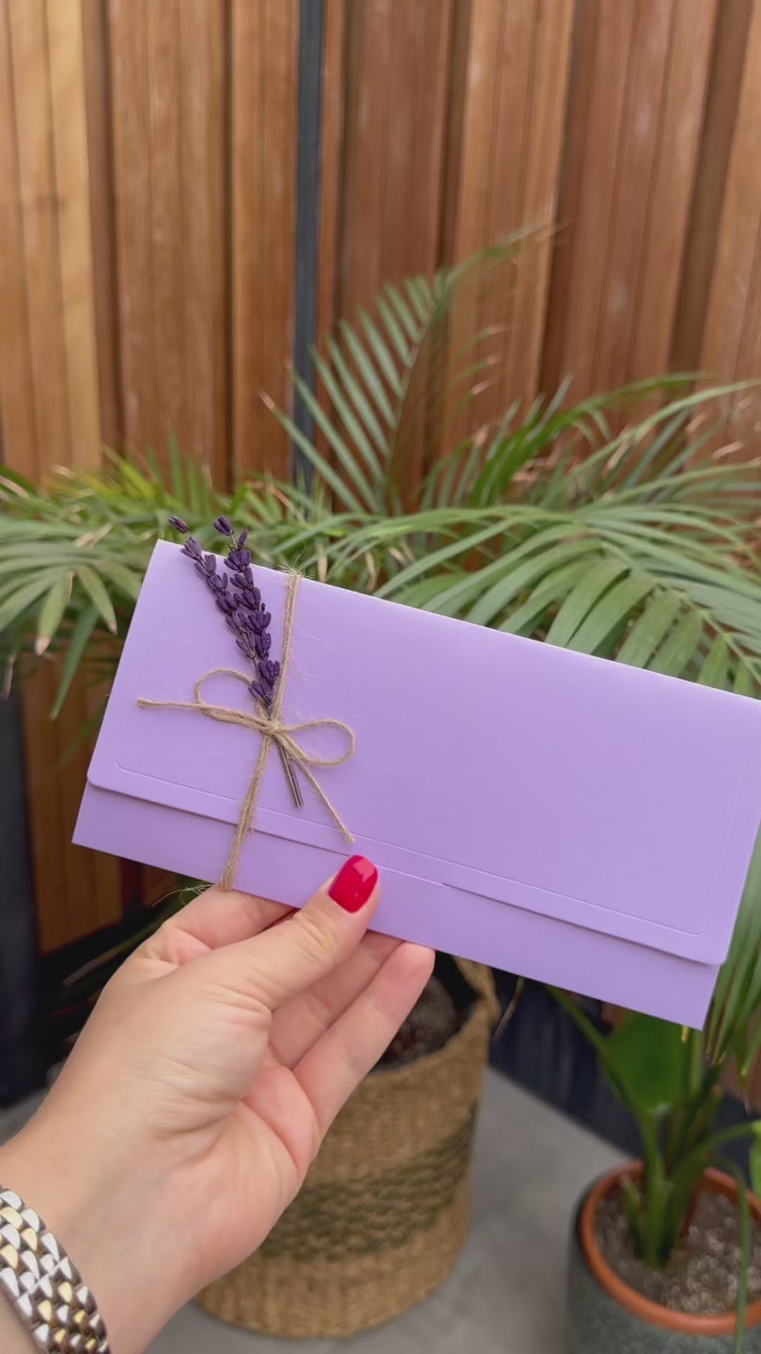 Purple Wedding Invitation With String Ribbon Rustic Elegant Design