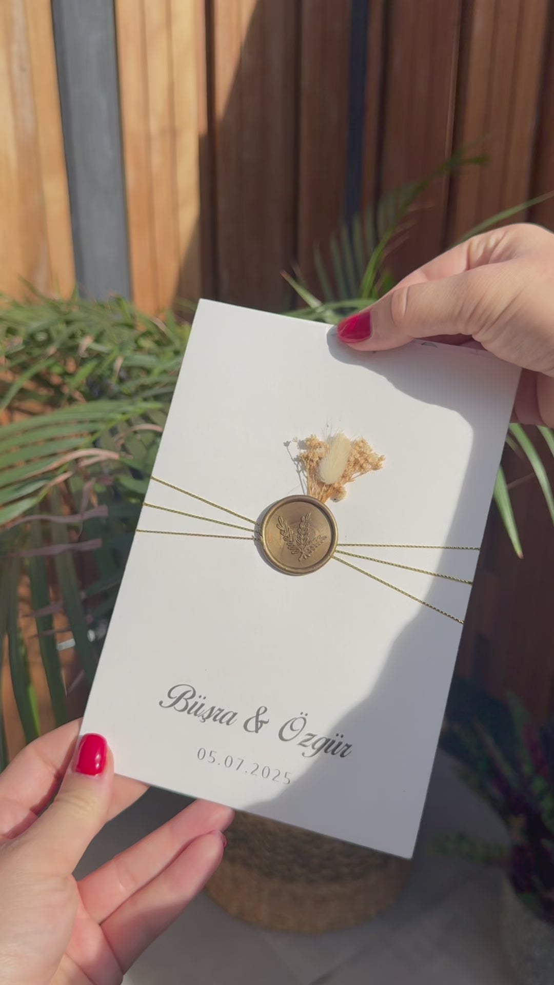 Floral Wax Seal Chain Wedding Invitation Modern Elegant Invite