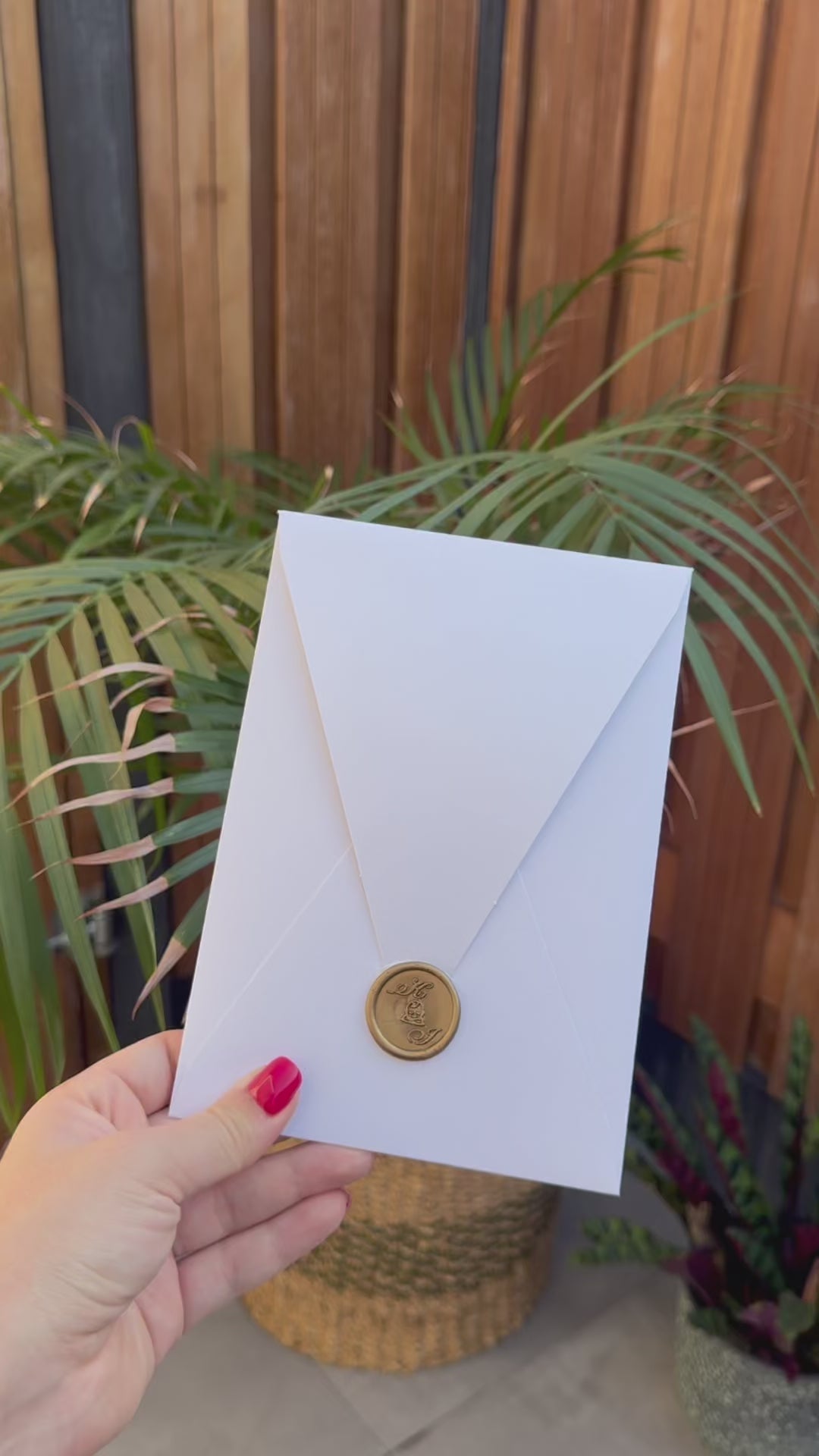 Transparent Wedding Invitation Gold Wax Seal White Envelope Elegant Invite