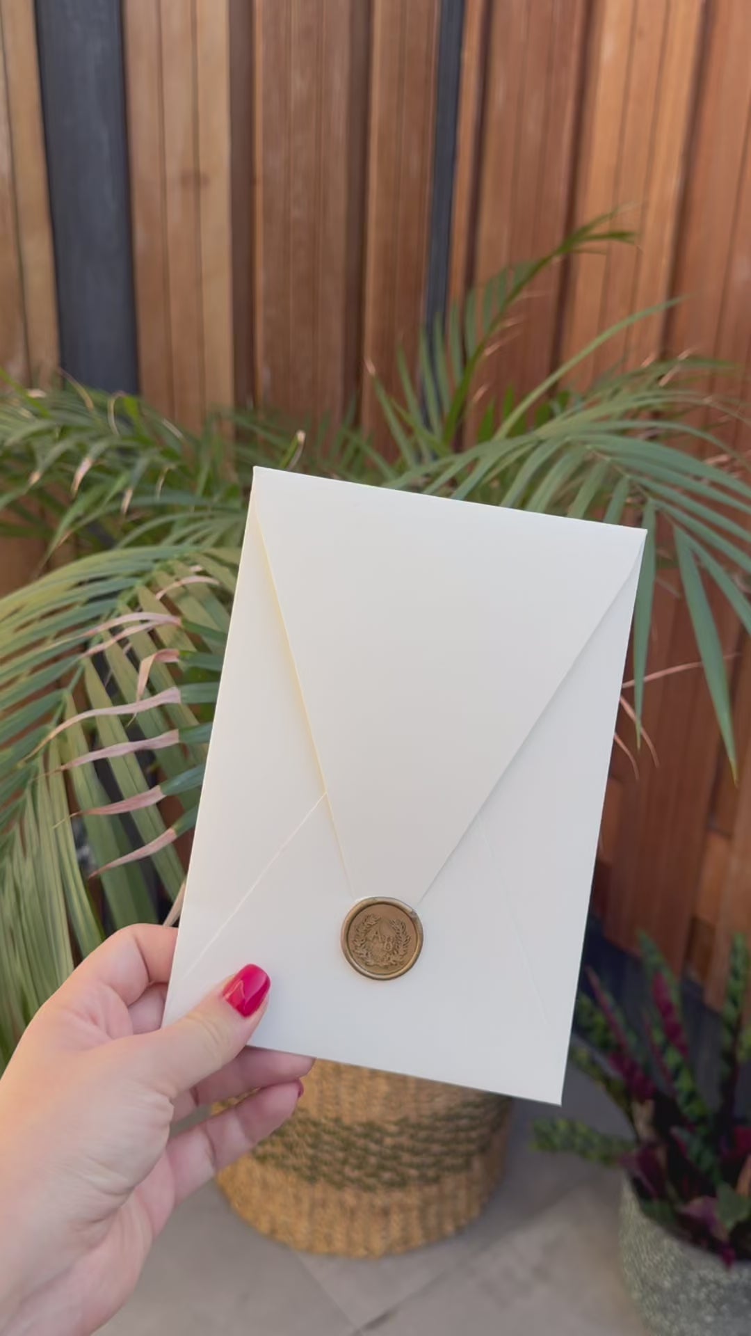Cream Wax Seal Wedding Invitation Minimal Modern Elegant Invite