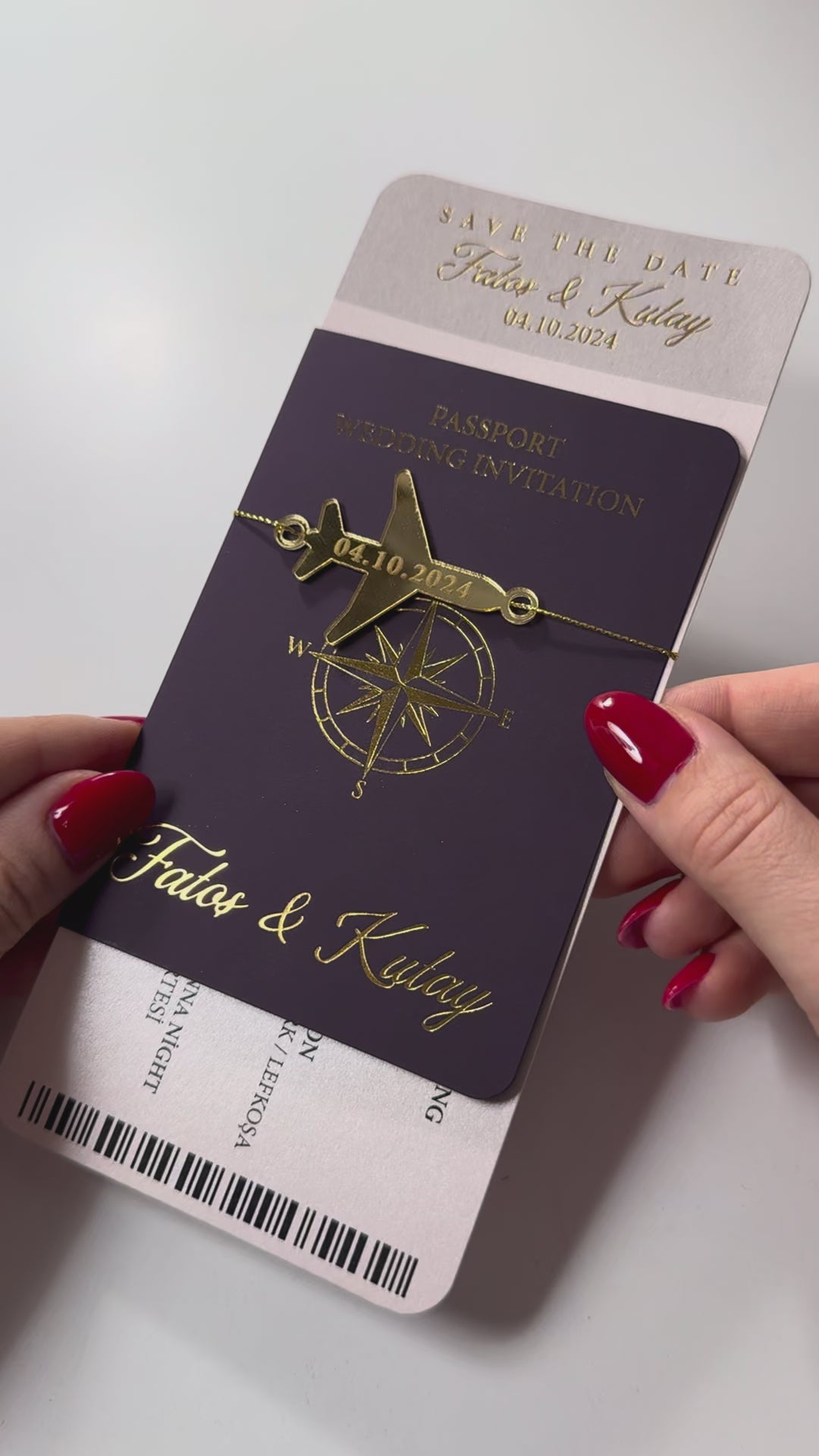 Passport Wedding Invitation, Travel Theme, Ticket Design