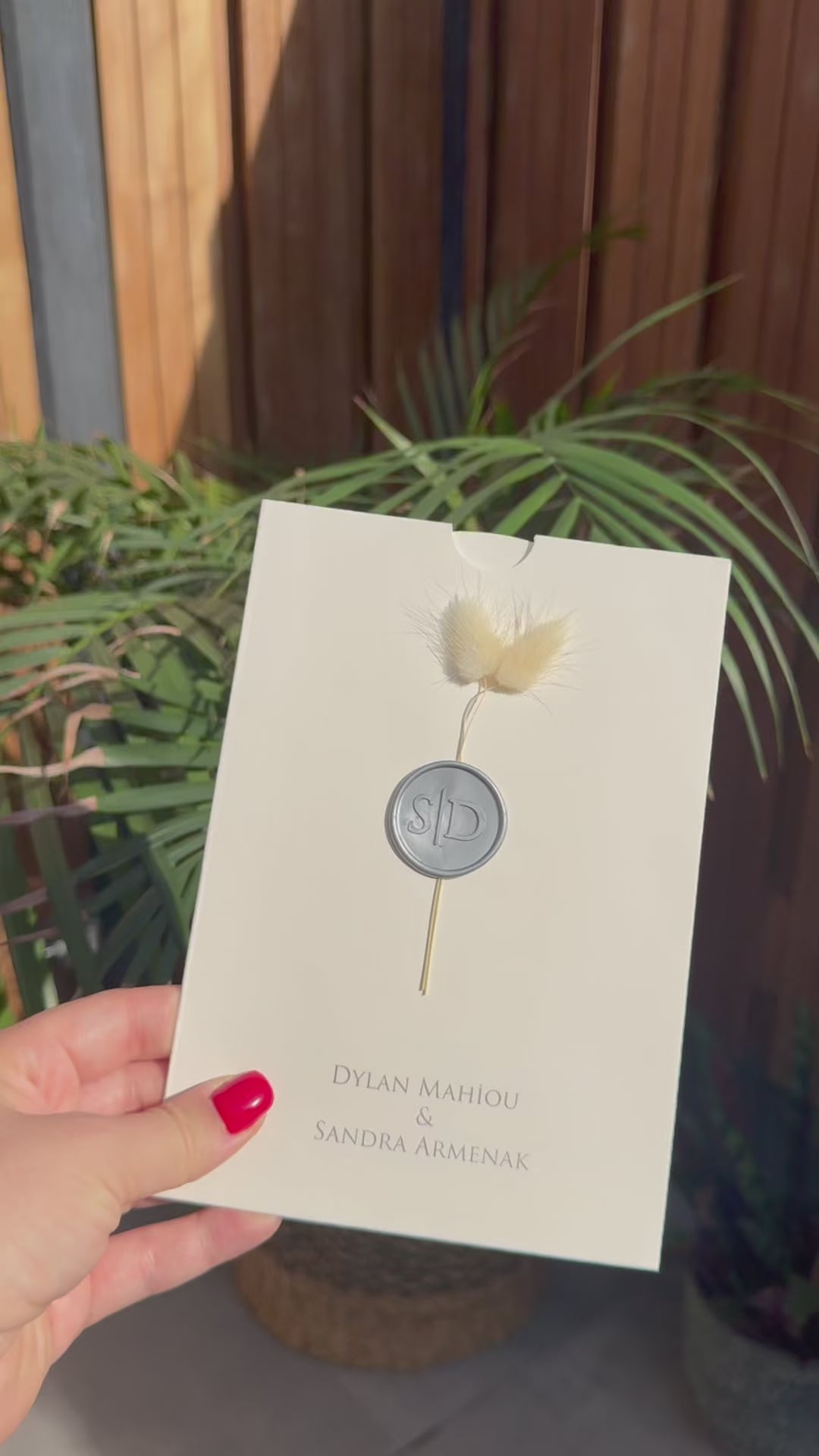 Cream Wedding Invitation Grey Wax Seal Modern Elegant Invite