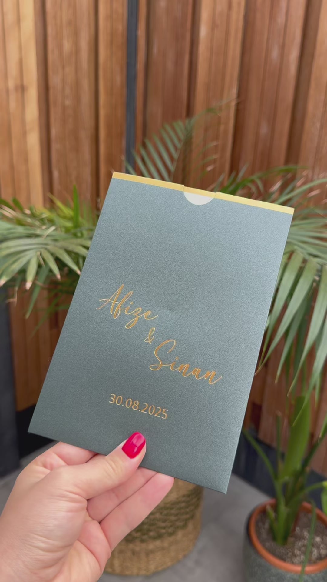 Dark Green Gold Corner Modern Wedding Invitation
