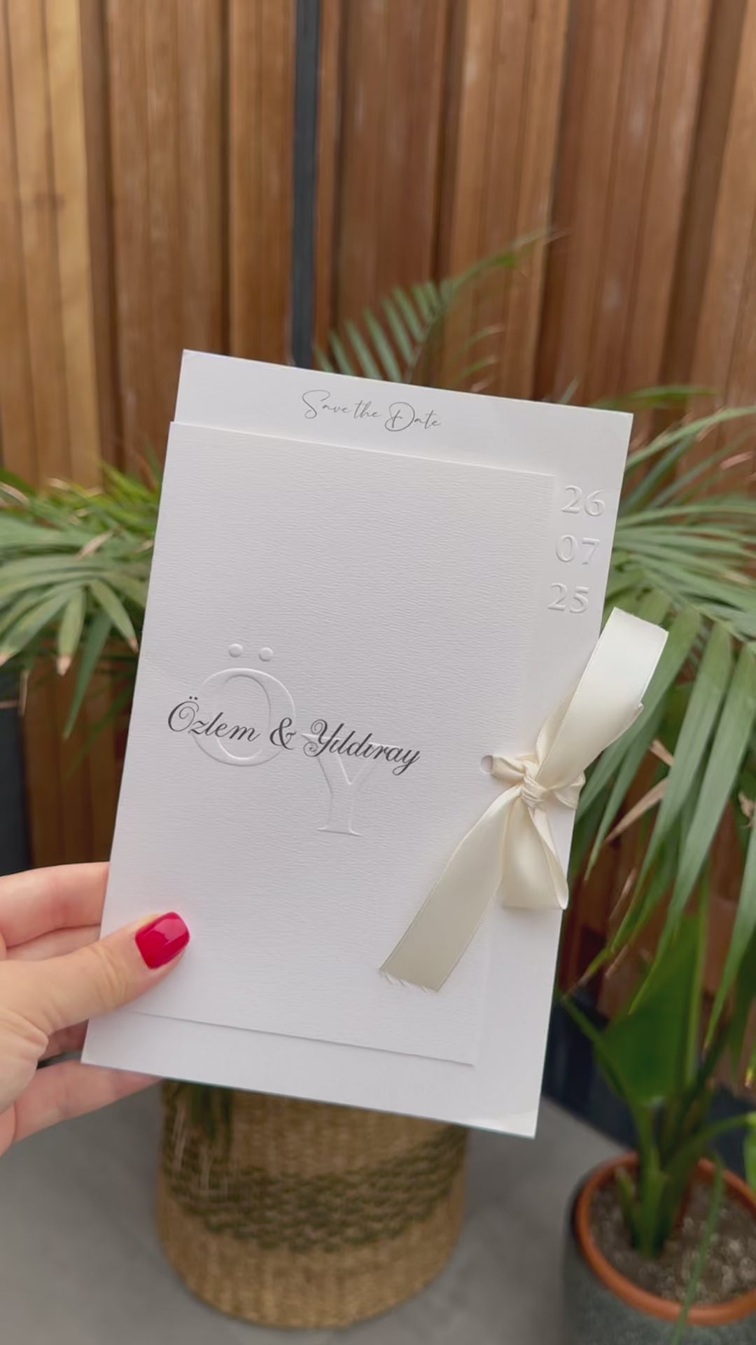 White Ribbon Save The Date Wedding Invitation Elegant Design