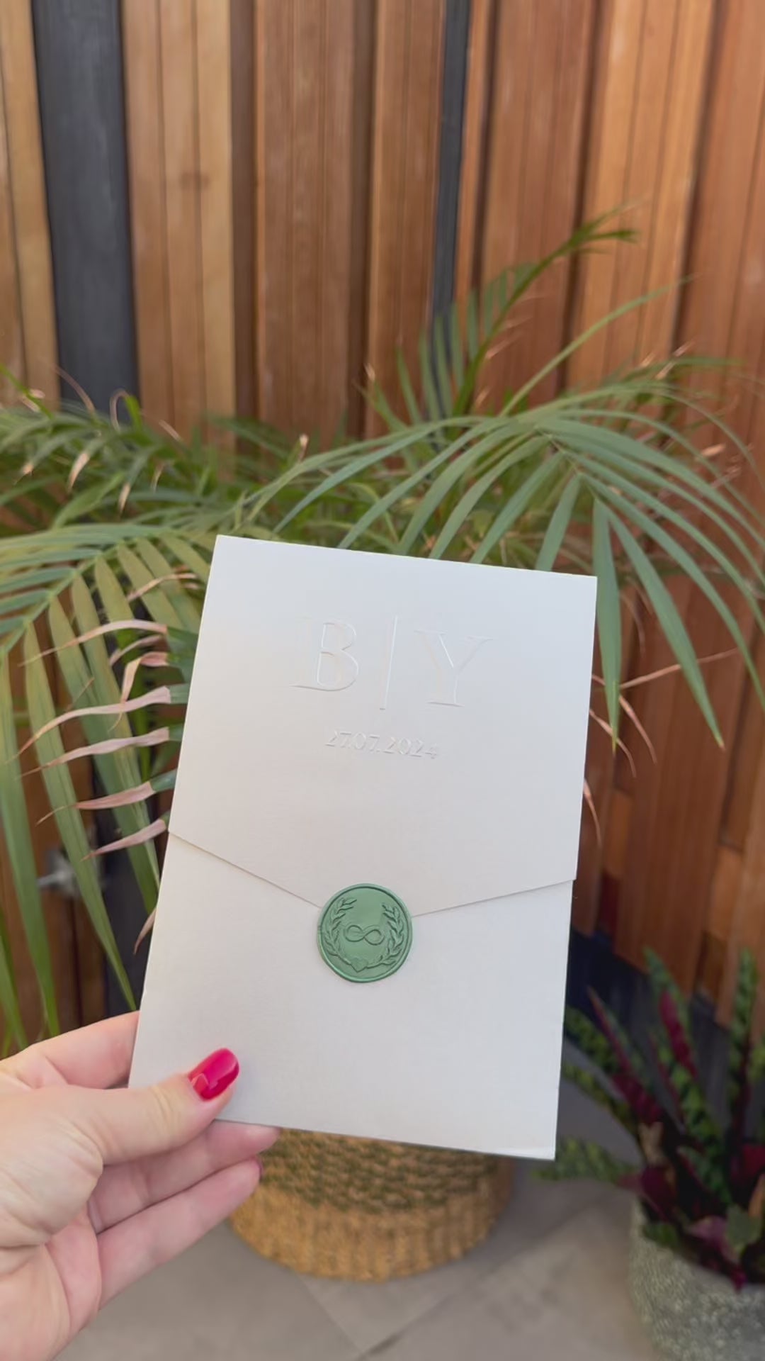 Silver Wedding Invitation With Wax Seal Modern Design